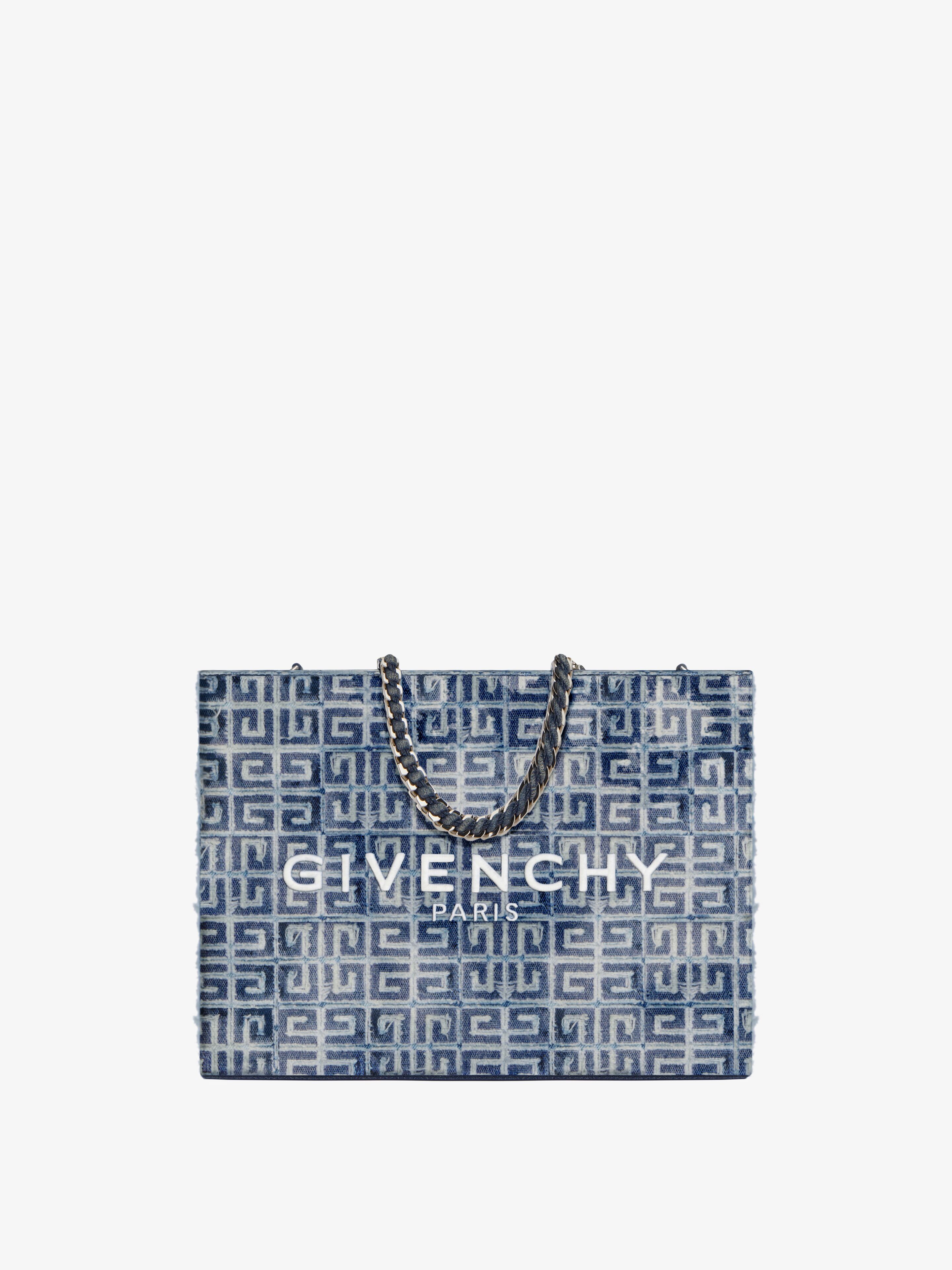 Shop Givenchy Cabas G-tote Médium En Denim 4g Avec Chaîne In Multicolor