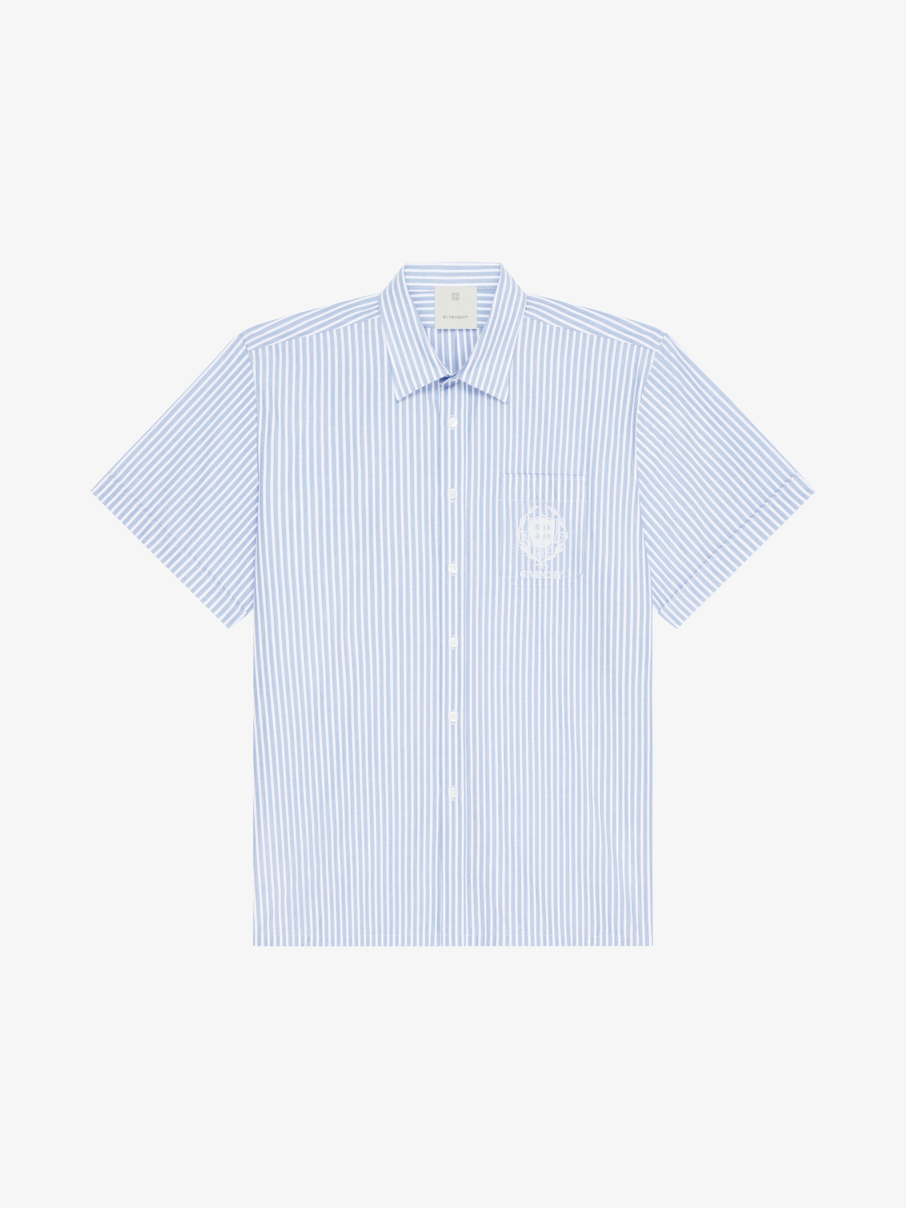 Chemise Rayée Givenchy Crest En Coton - Bleu - pour Homme - Taille : 43