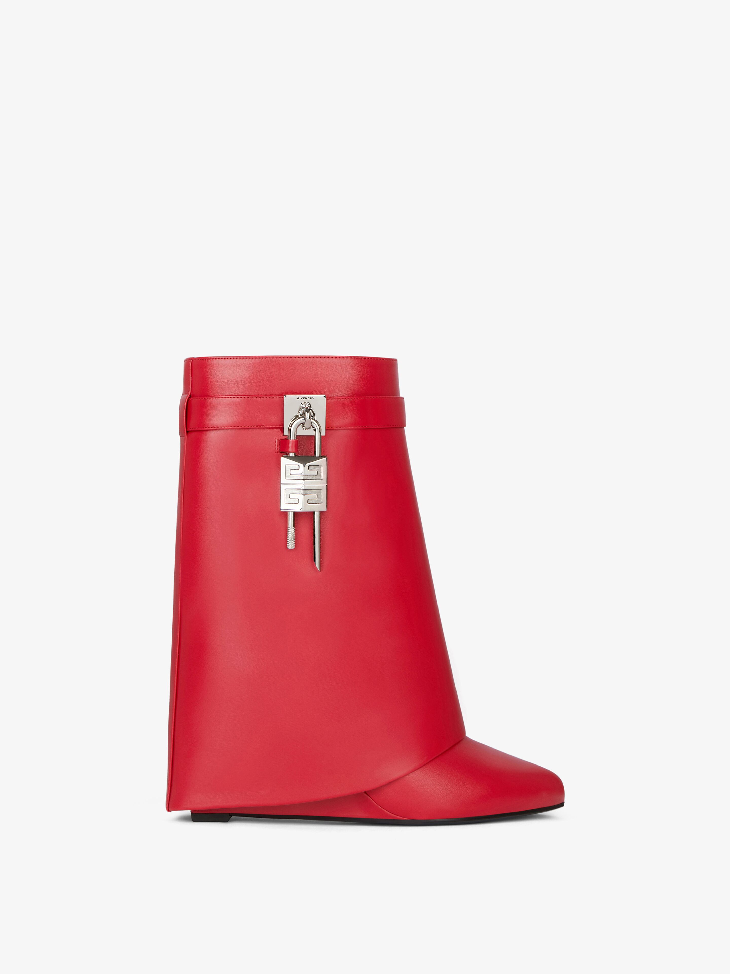Givenchy - Bottines Shark Lock En Cuir - Rouge - pour Femme - Taille : 37