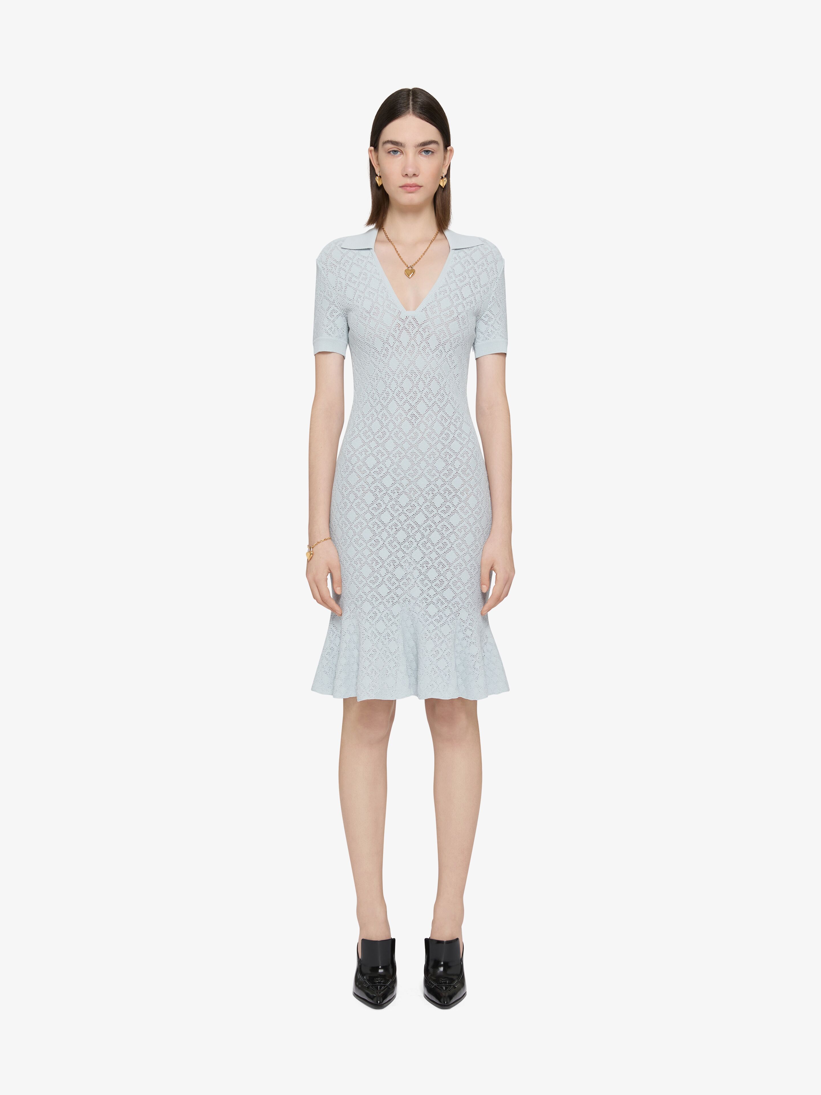 Polo dress in monogram 72 jacquard in - pale blue | Givenchy US