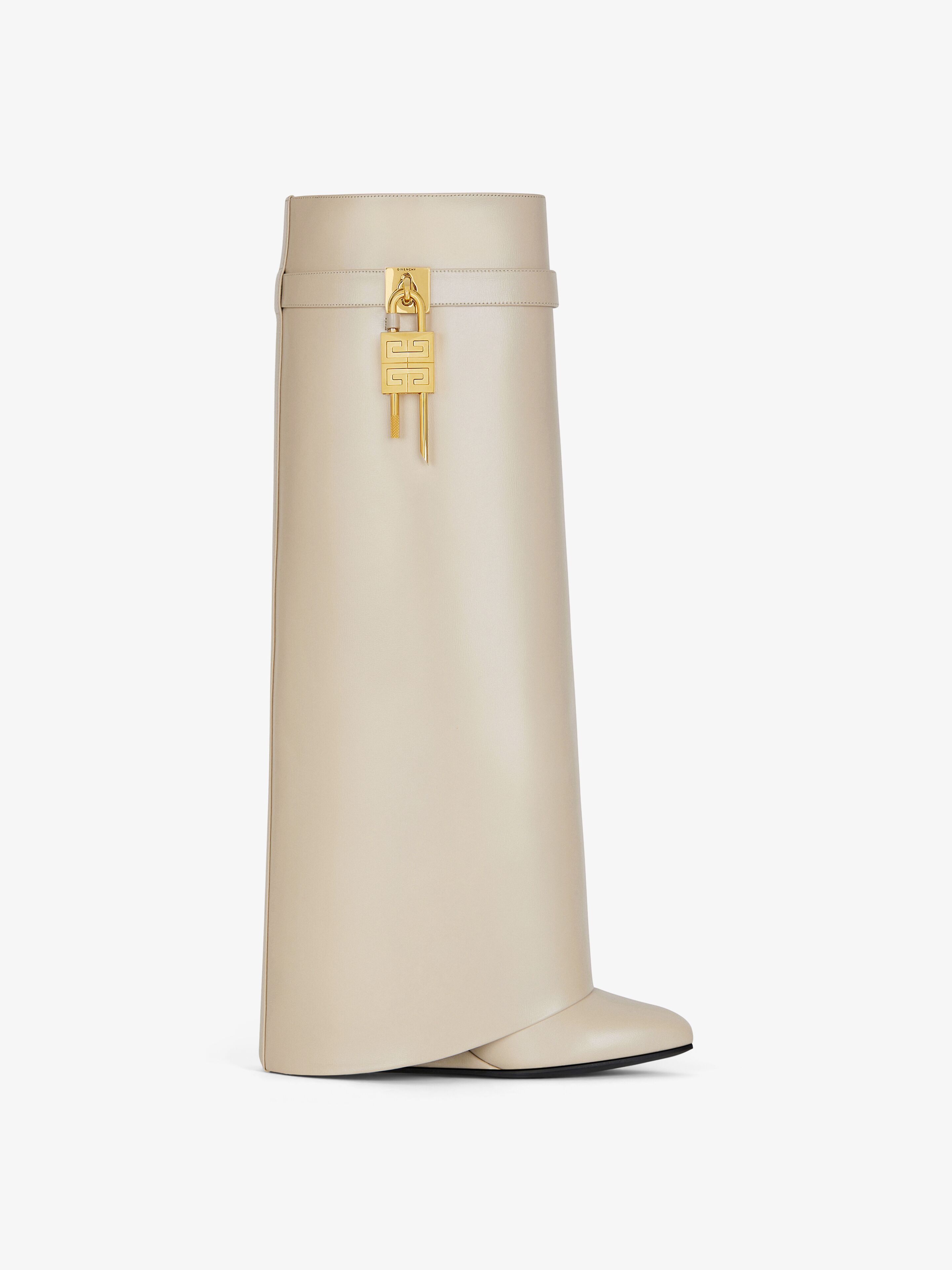 Givenchy - Bottes Shark Lock En Cuir - Beige - pour Femme - Taille : 36