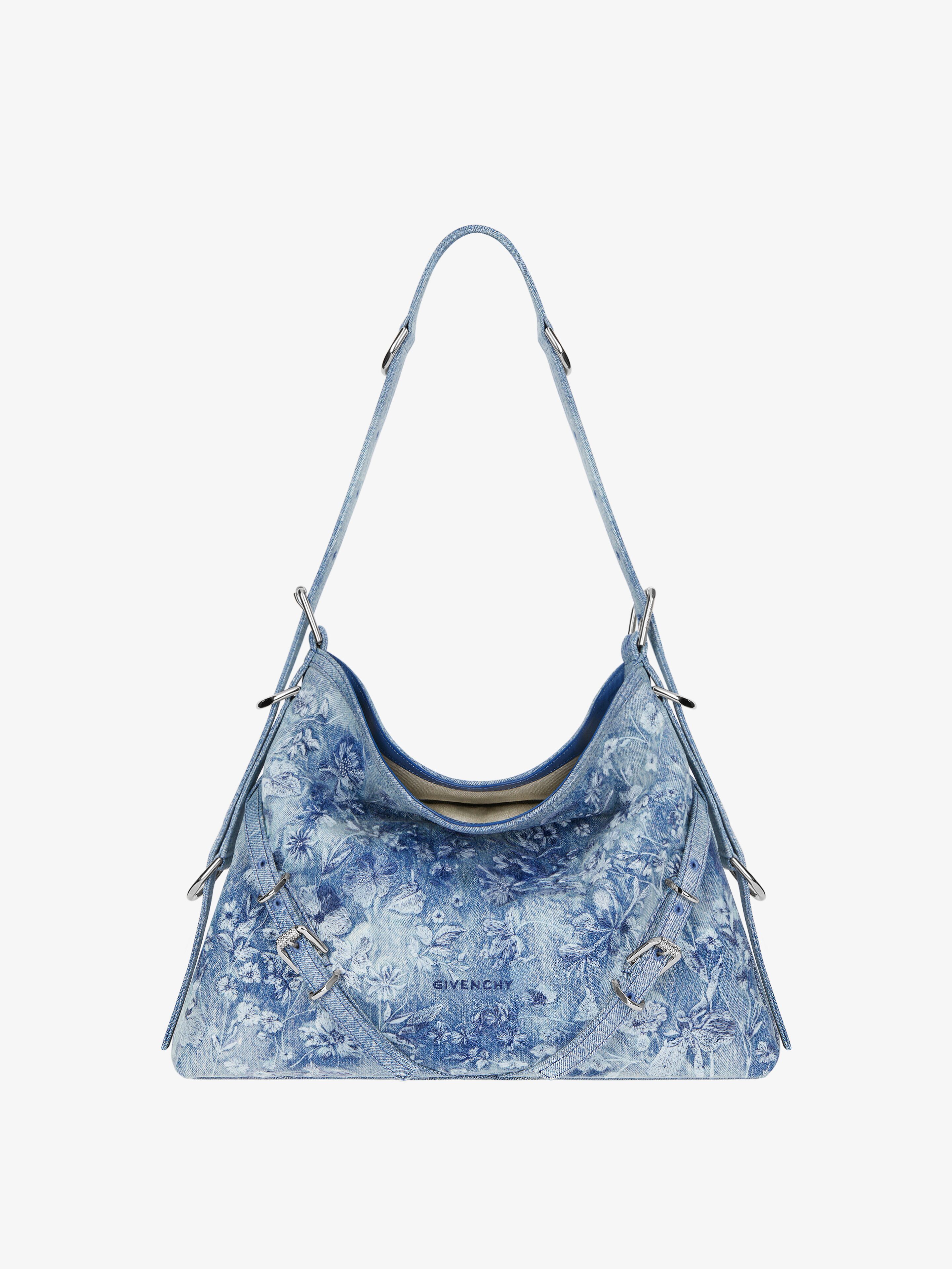 Givenchy - Sac Voyou Medium En Denim Délavé Brodé - pour Femme