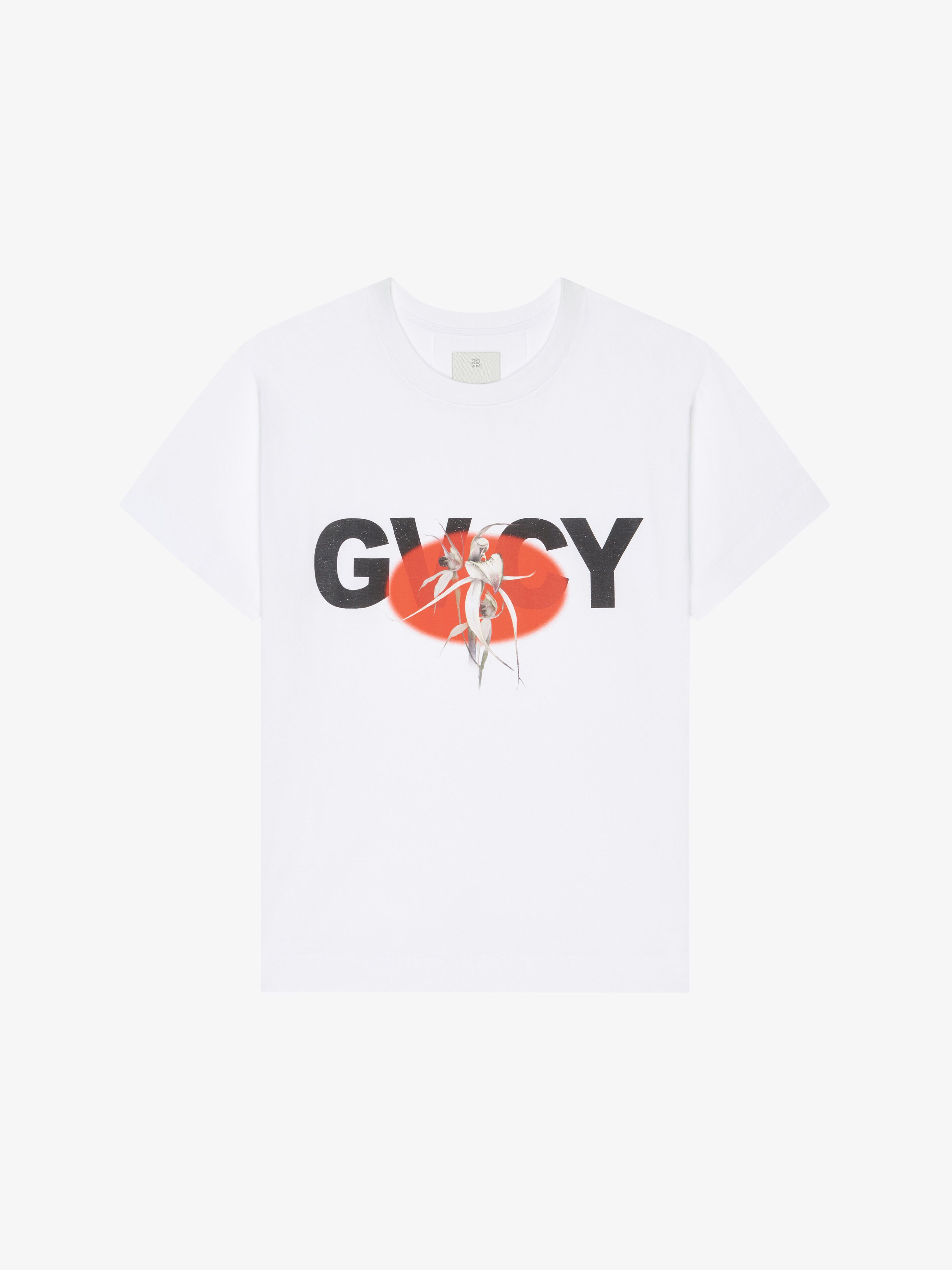 Shop Givenchy Boxy Fit T-shirt In Cotton With  Flower Print In White