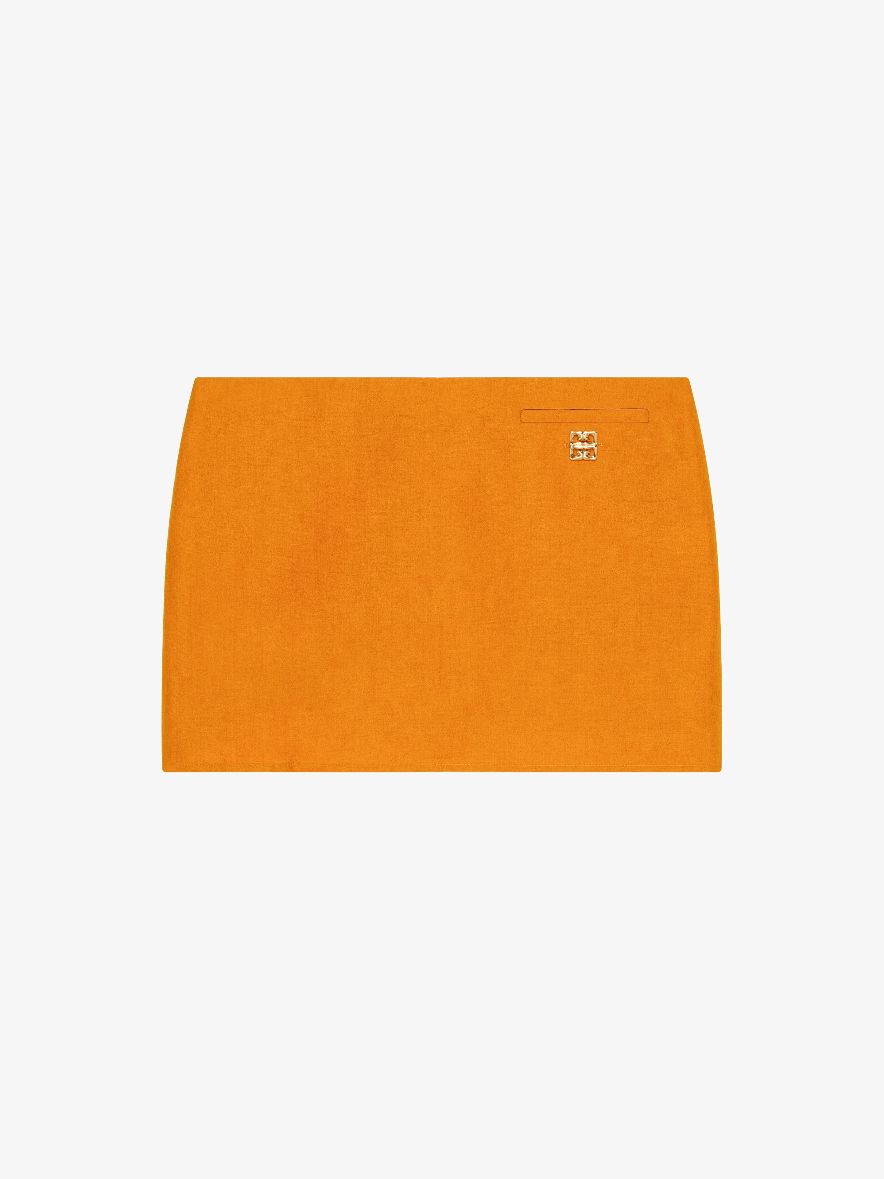 Shop Givenchy Mini Skirt In Linen And Silk With 4g Liquid Detail In Multicolor