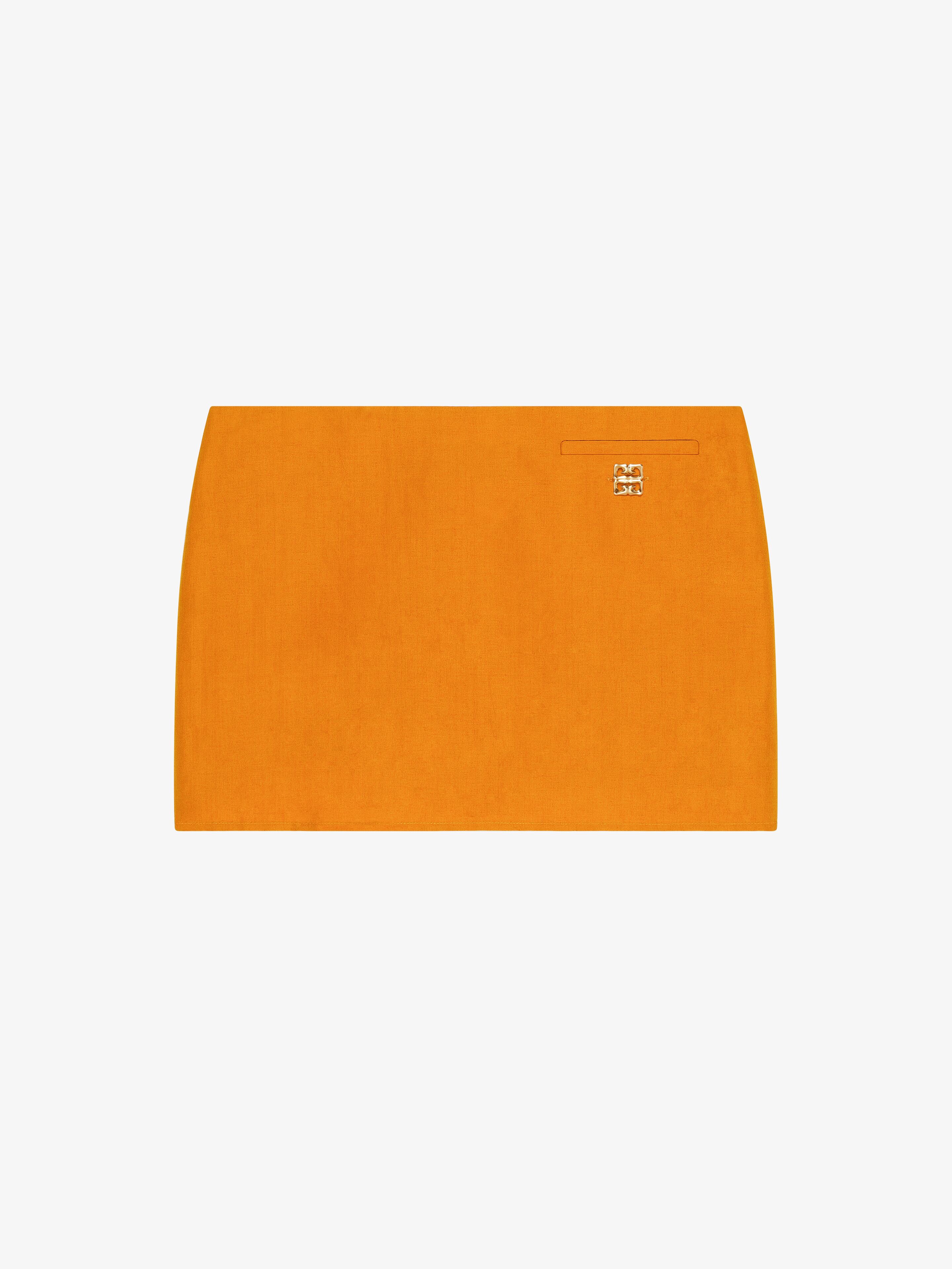 Givenchy - Mini Jupe En Lin Et Soie À Détail 4G Liquid - Orange - pour Femme - Taille : 42