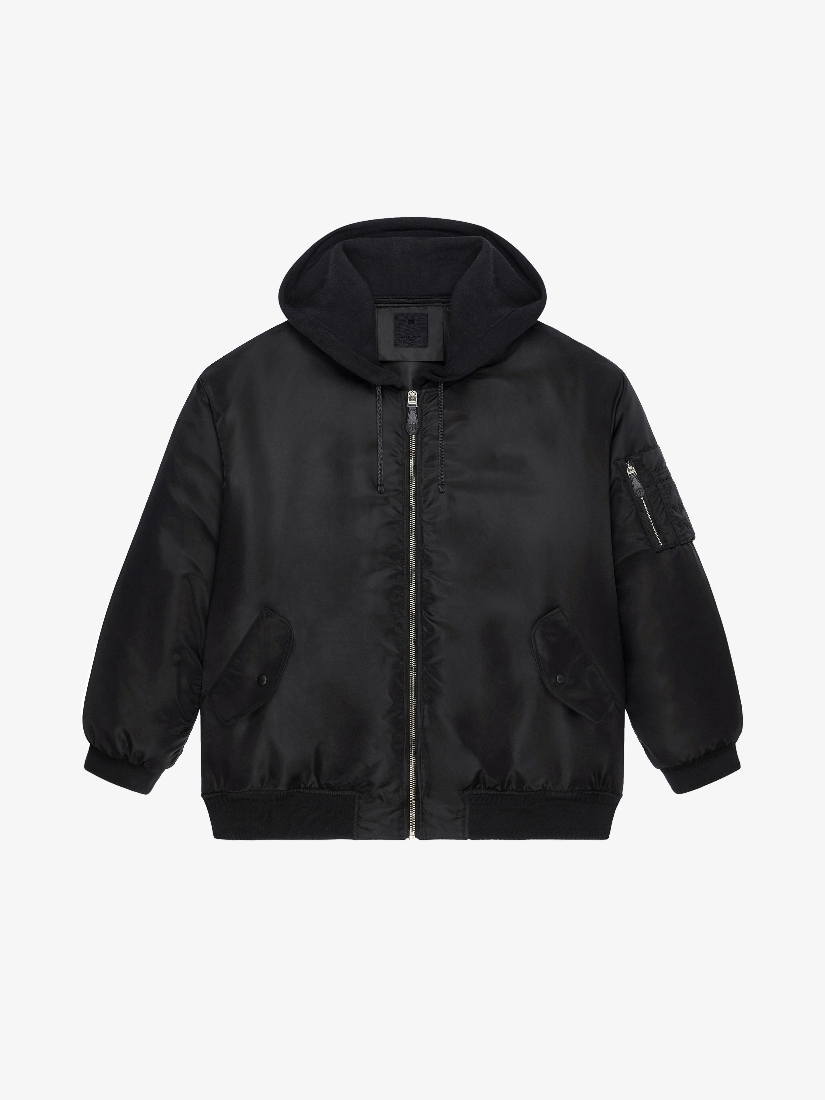 Givenchy Oversized Hooded Bomber Jacket In Black