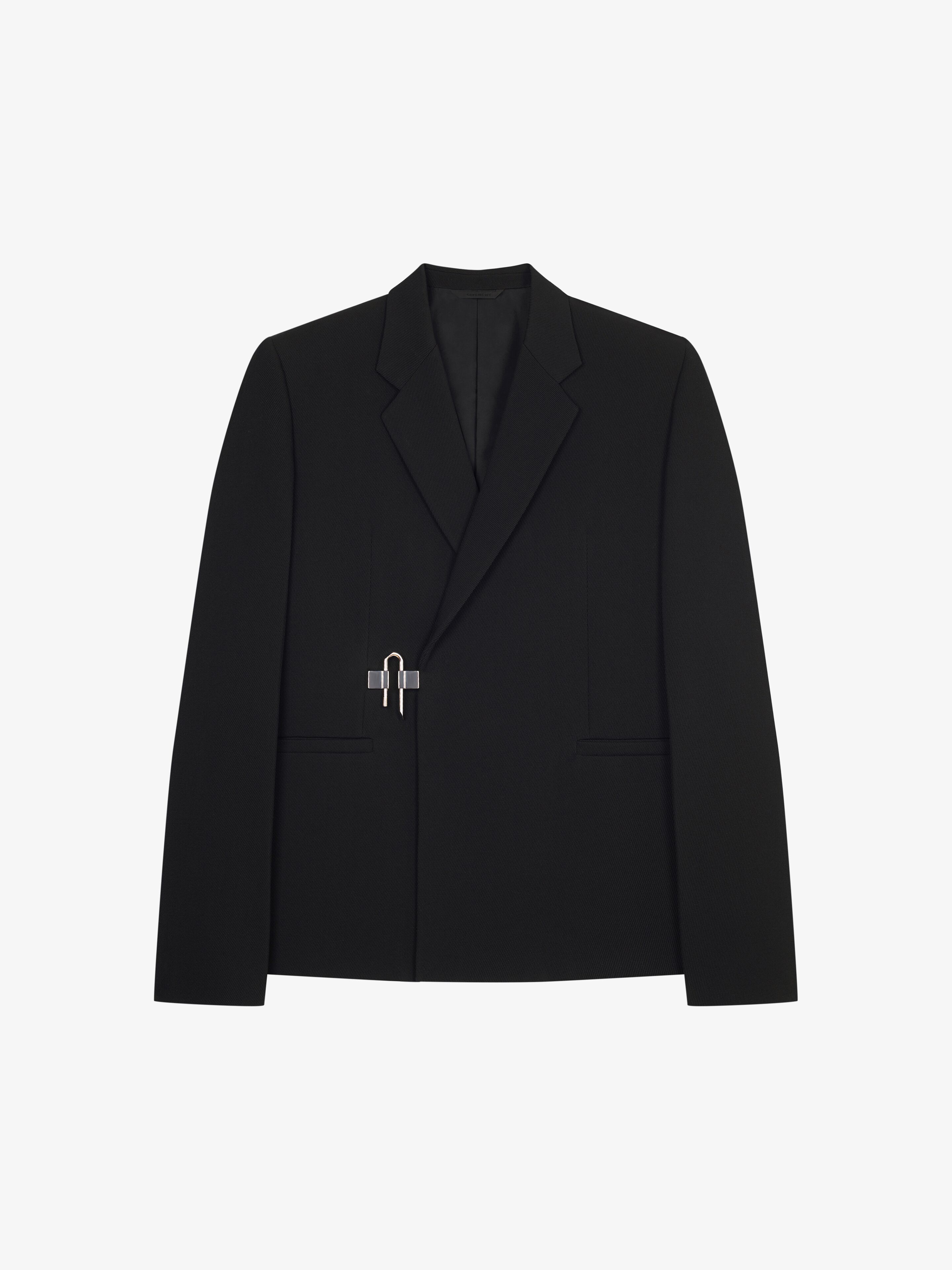 Shop Givenchy U-lock Jacket In Knit Wool In Black/silvery
