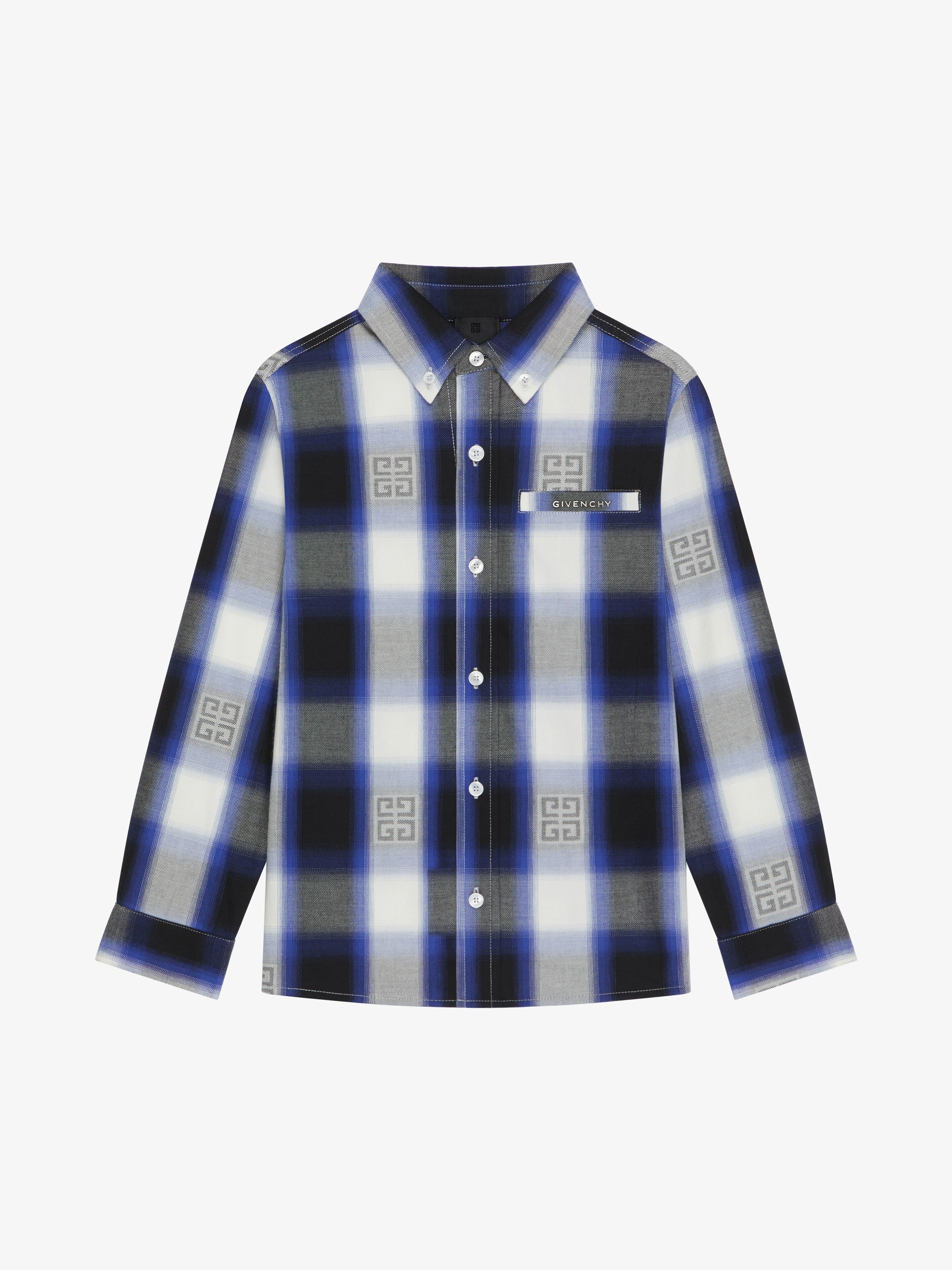 Givenchy - 4G Checked Shirt In Cotton - Blue - unisex - Size: 4A