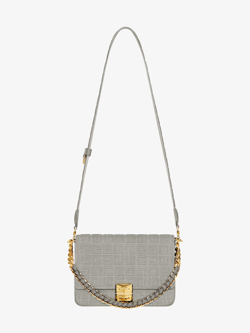Medium 4G bag in 4G embroidered canvas with chain - stone grey ...