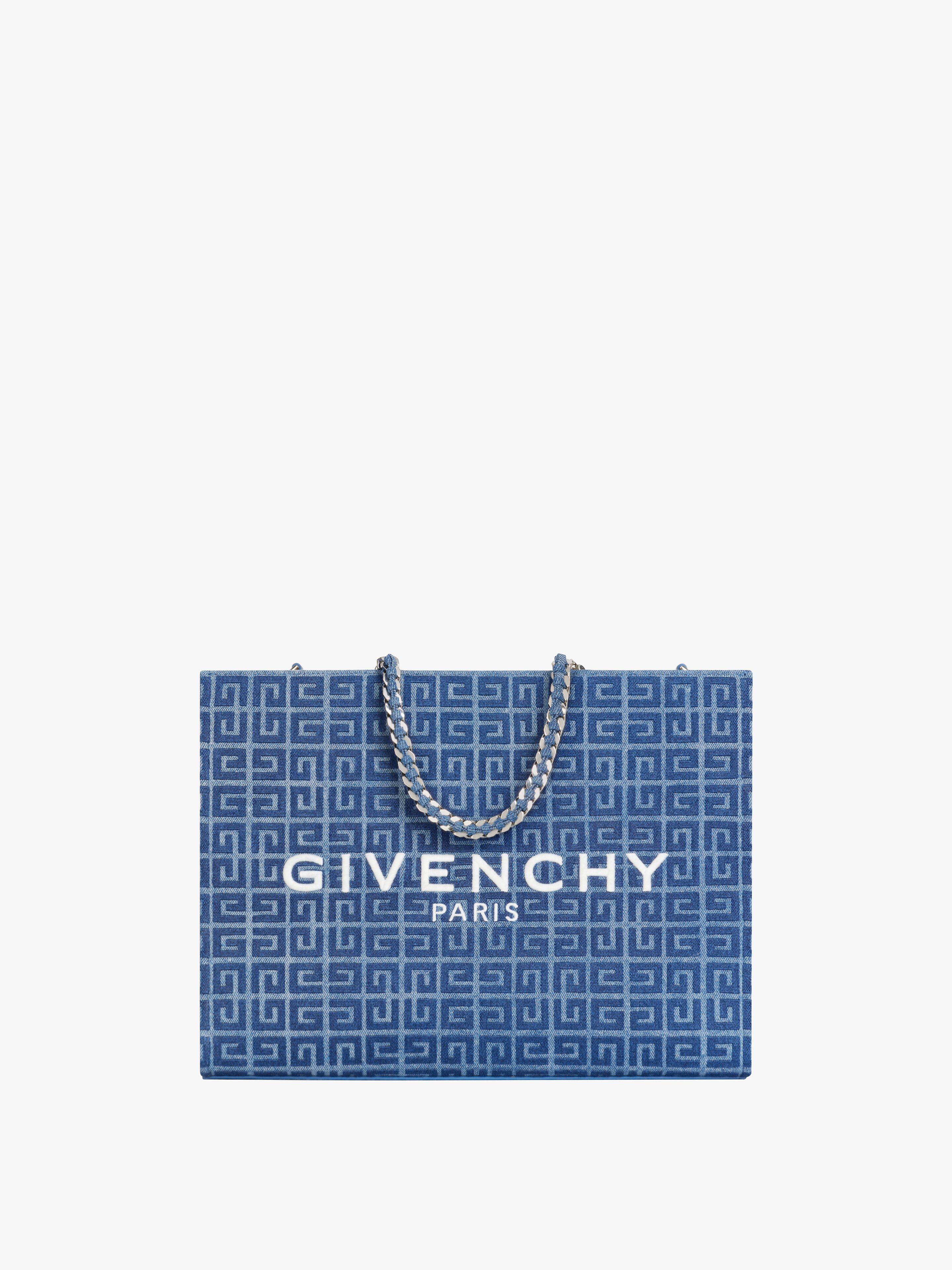 GIVENCHY MEDIUM G-TOTE SHOPPING BAG IN 4G DENIM WITH CHAIN