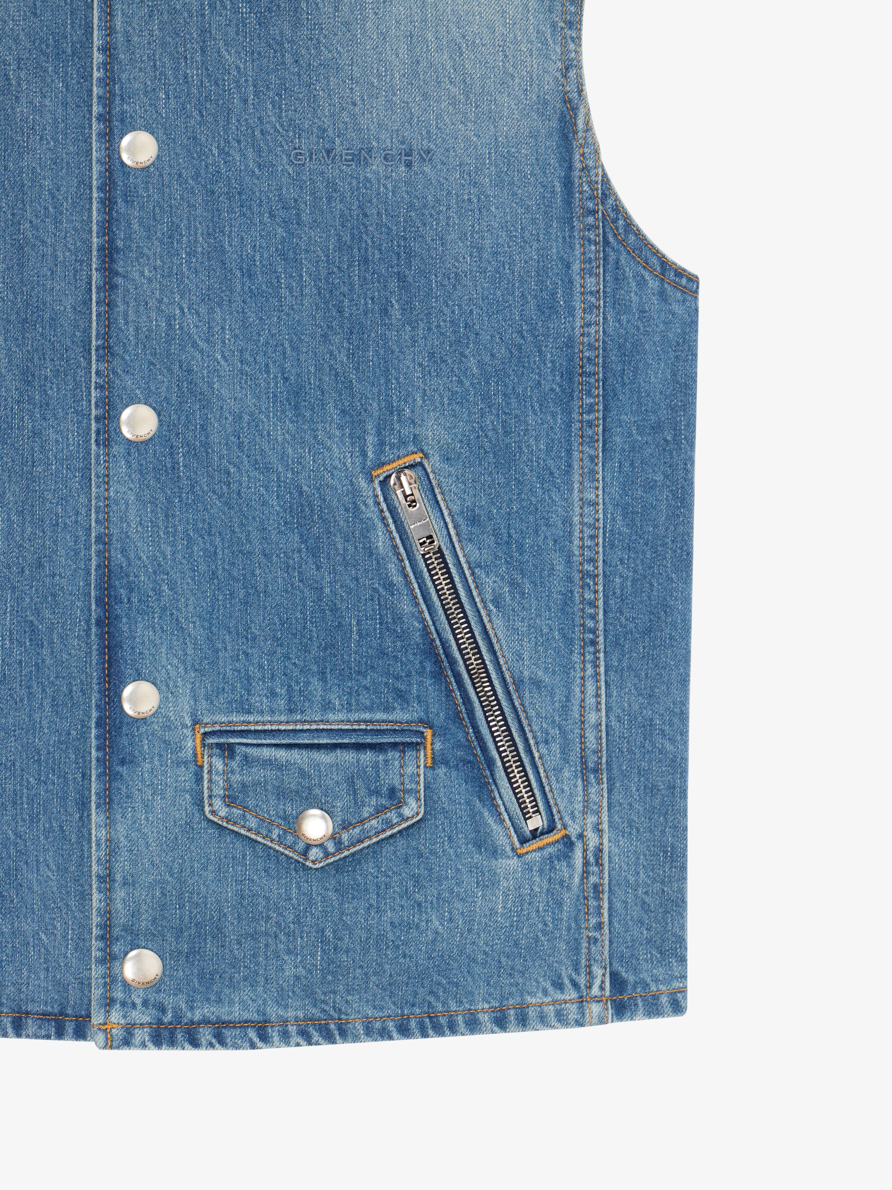 Sleeveless jacket in denim | Givenchy CA | Givenchy