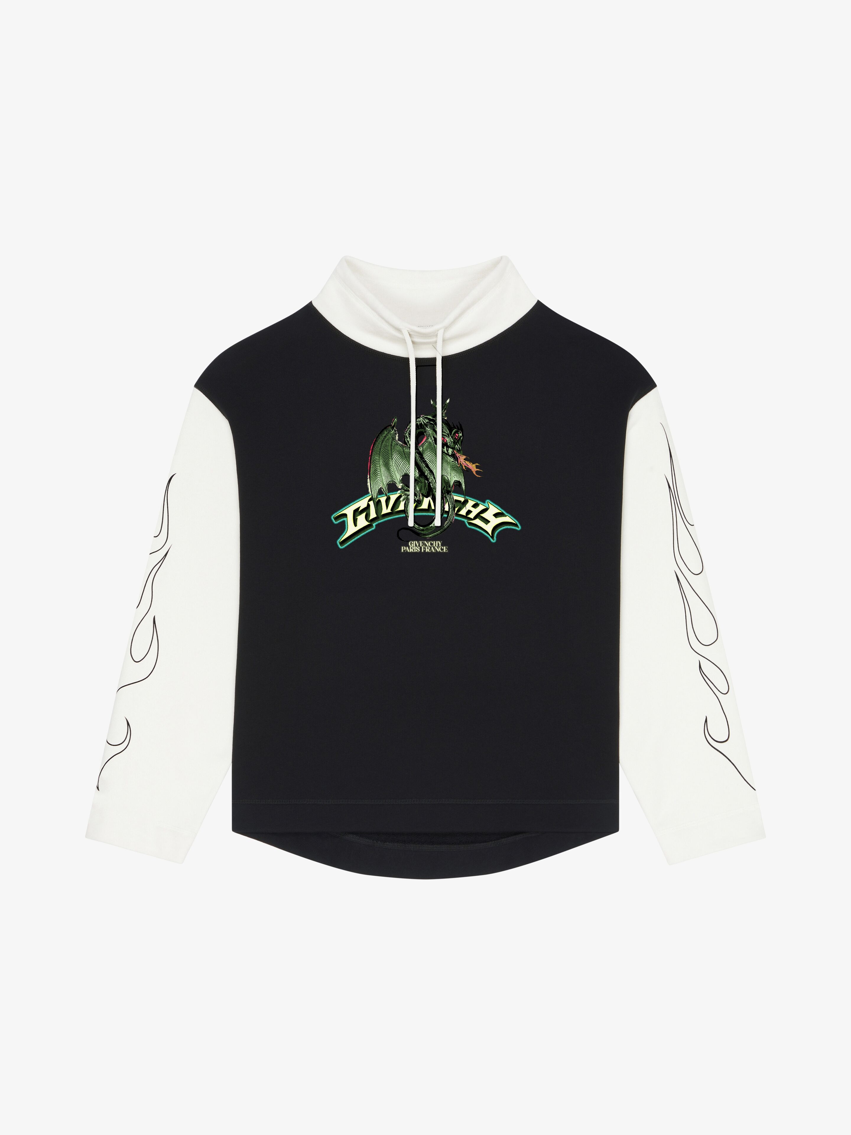 Shop Givenchy Sweatshirt In Fleece With  Dragon Print In Black/white