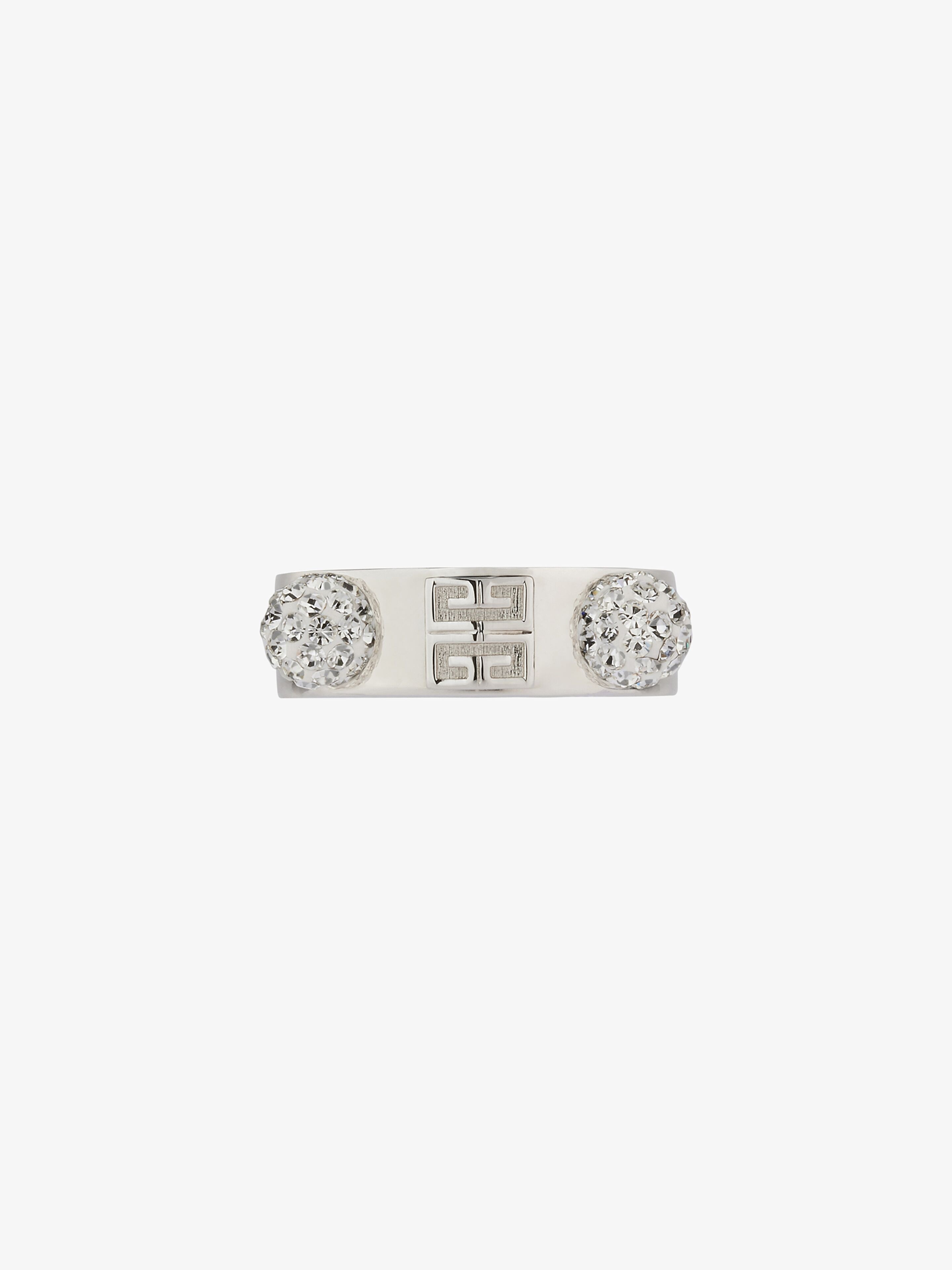 Shop Givenchy 4g Ring In Metal With Crystals In Silvery