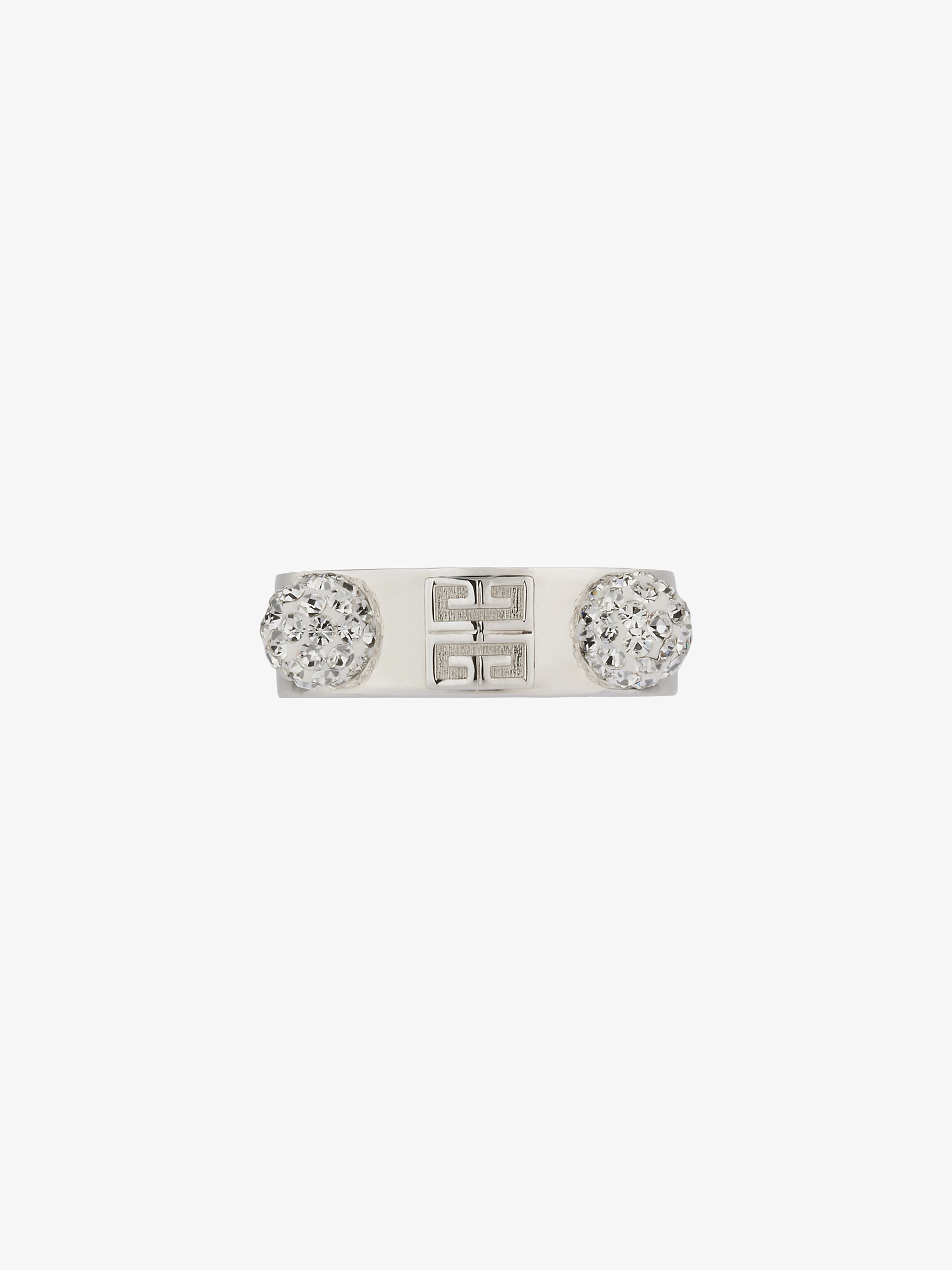 Givenchy - Bague 4G En Métal Avec Cristaux - Argente - pour Femme - Taille : 50