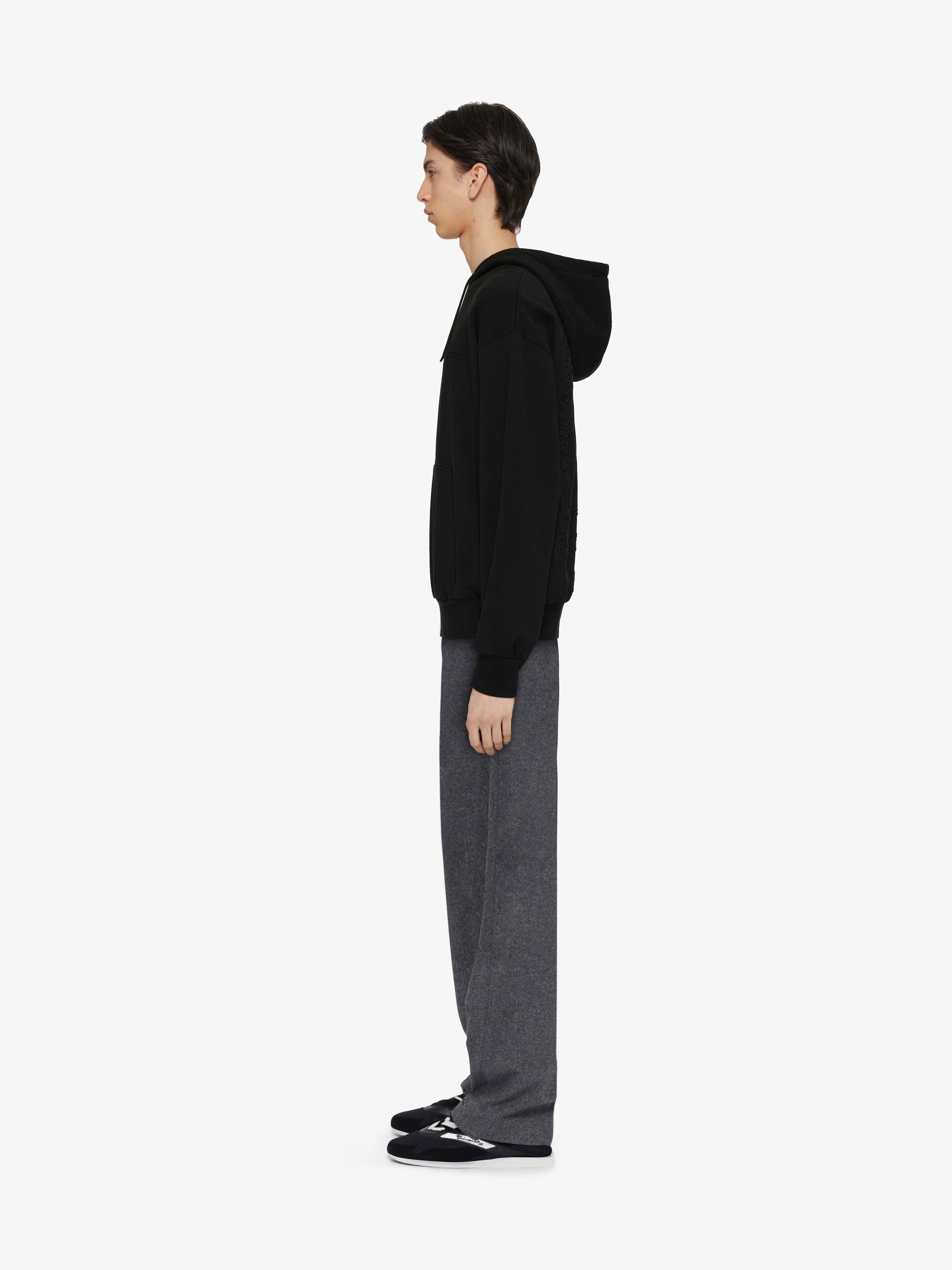 Hoodie in fleece with GIVENCHY signature in - black