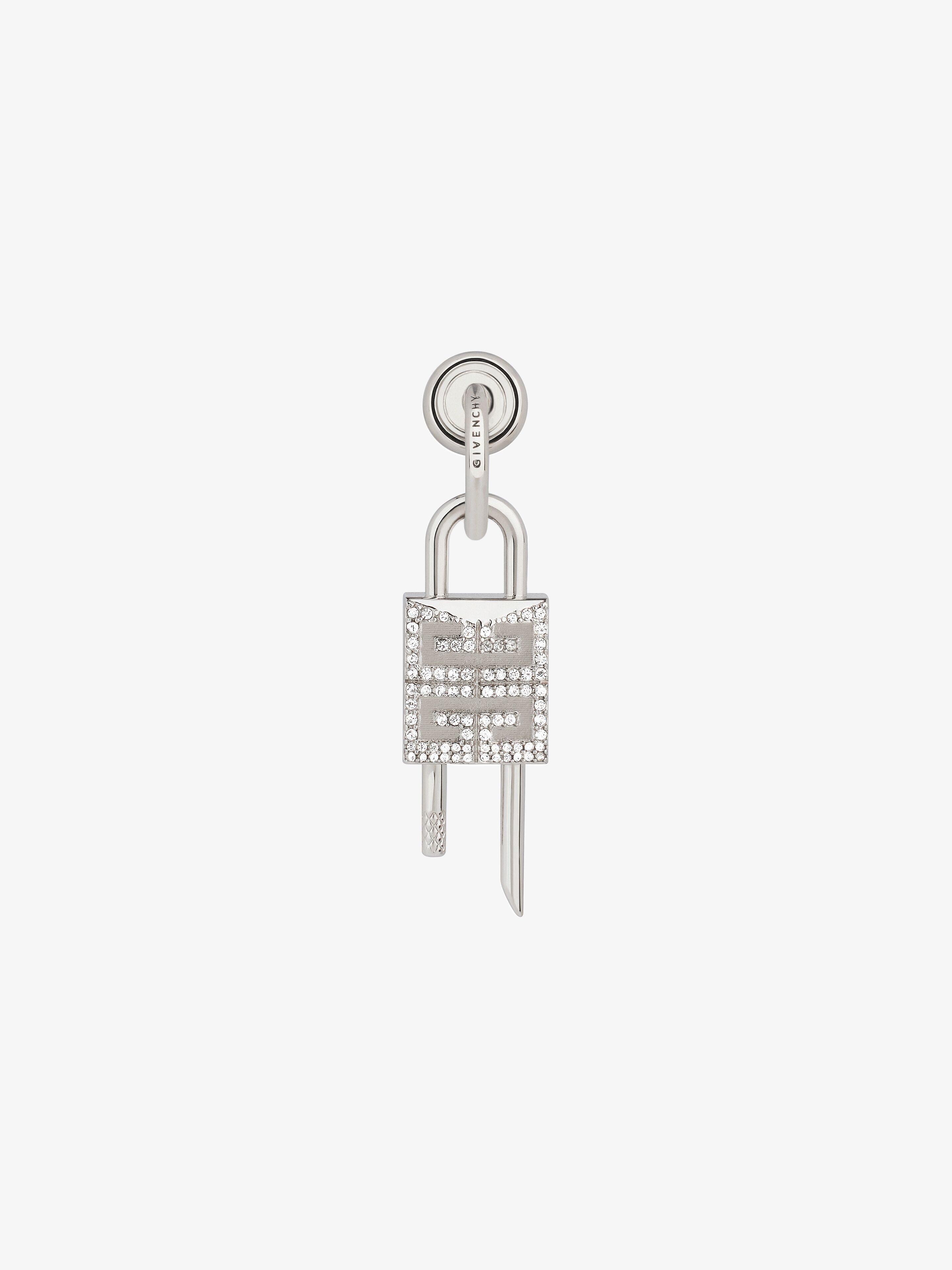 Shop Givenchy Lock Earring In Metal With Crystals In Multicolor