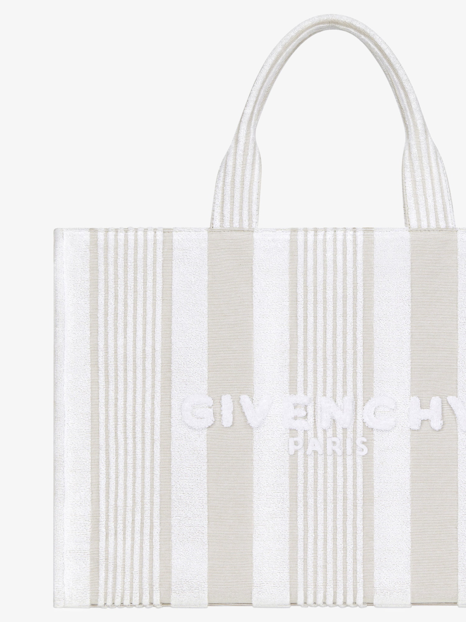 GIVENCHY tote bag in cotton towelling with stripes in - ivory 