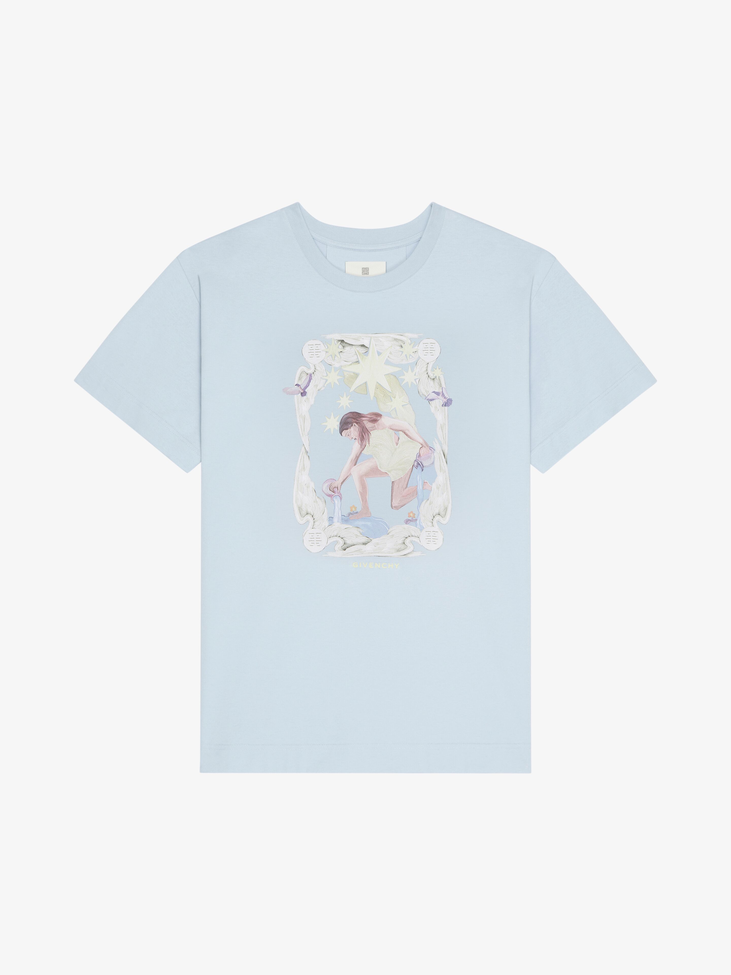 Shop Givenchy T-shirt In Cotton  Aqua Stars In Blue