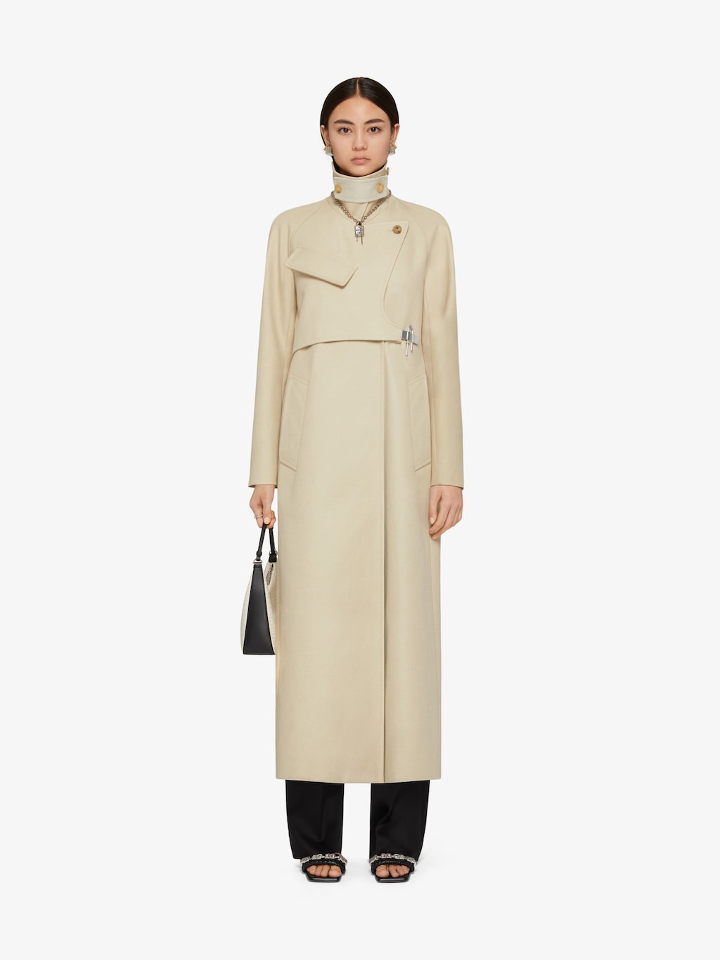givenchy.com | Trench coat in cotton twill with U-lock buckle