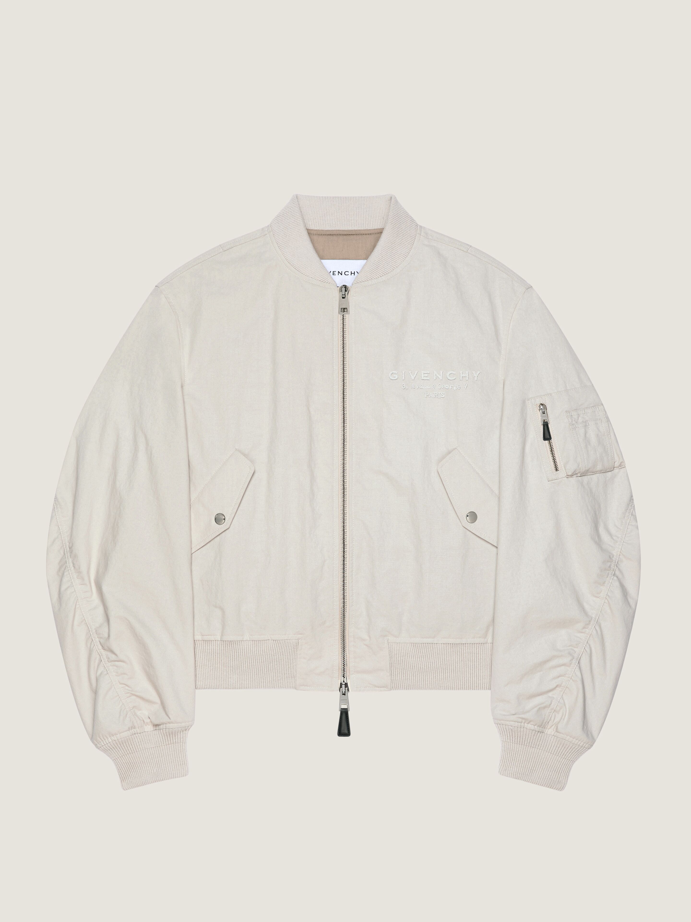 Bomber in cotton with GIVENCHY Stamp print in - light beige