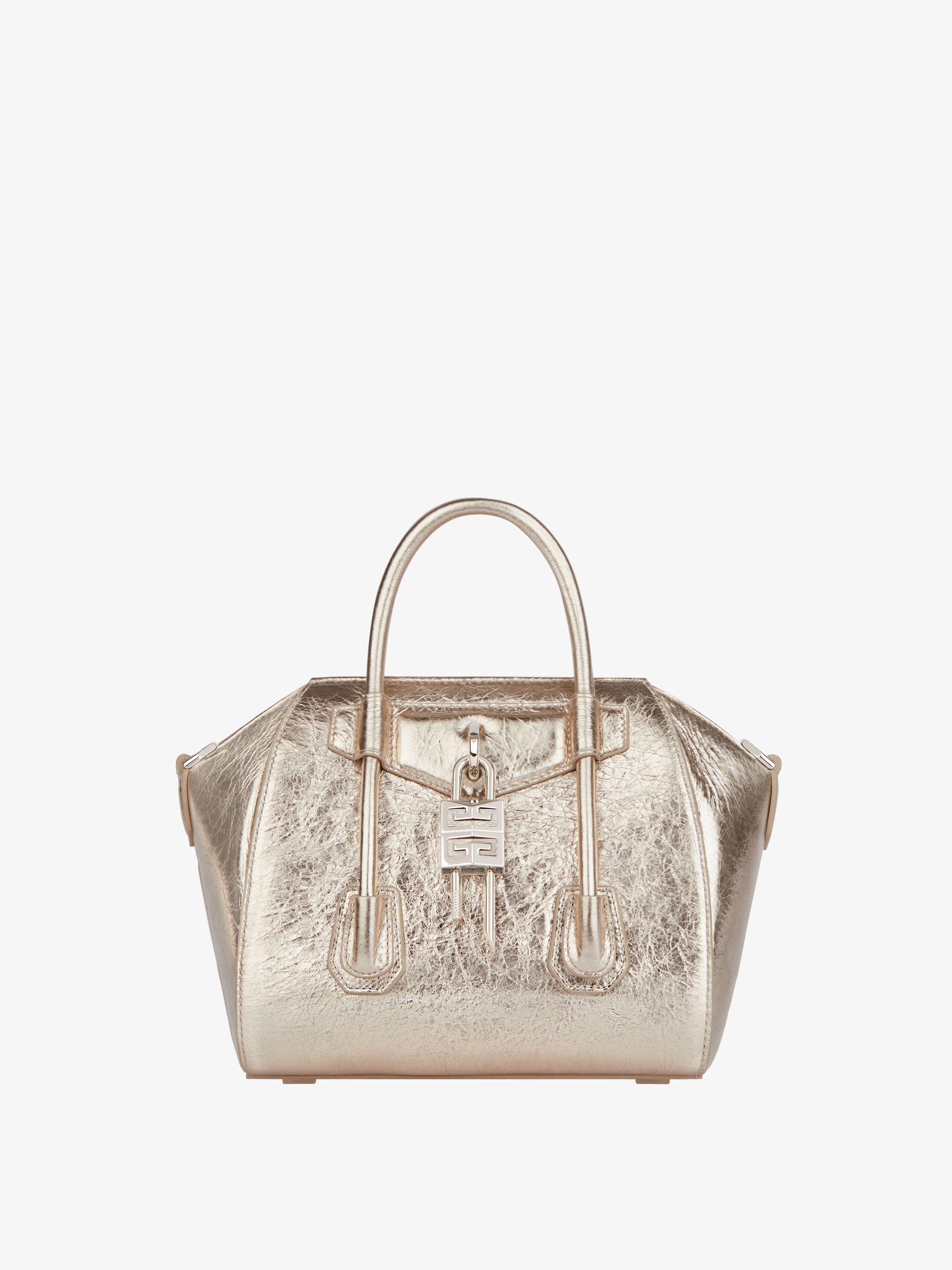 Shop Givenchy Mini Antigona Lock Bag In Laminated Leather In Multicolor