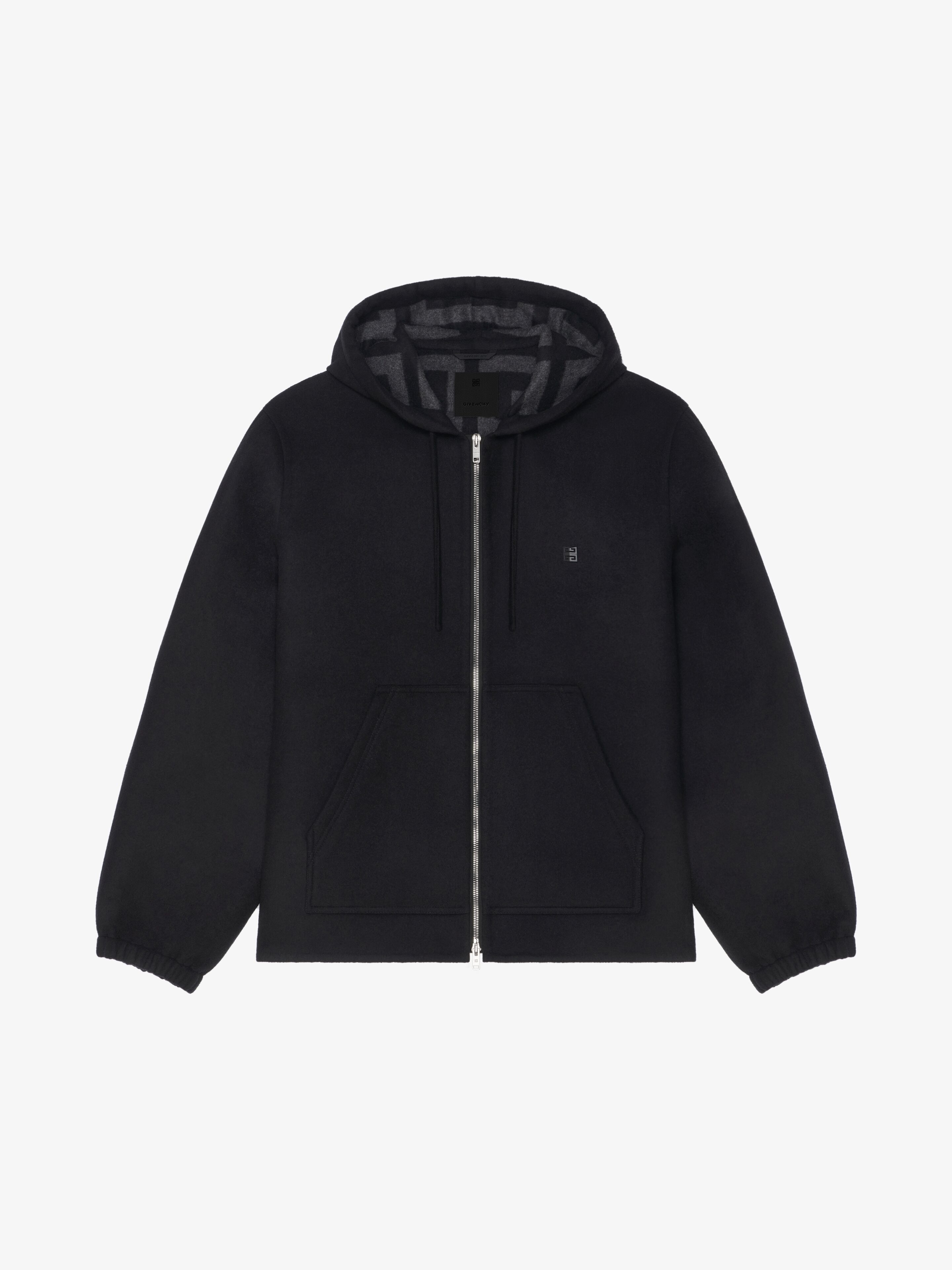 Shop Givenchy Hoodie In Double Face Wool In Black/grey