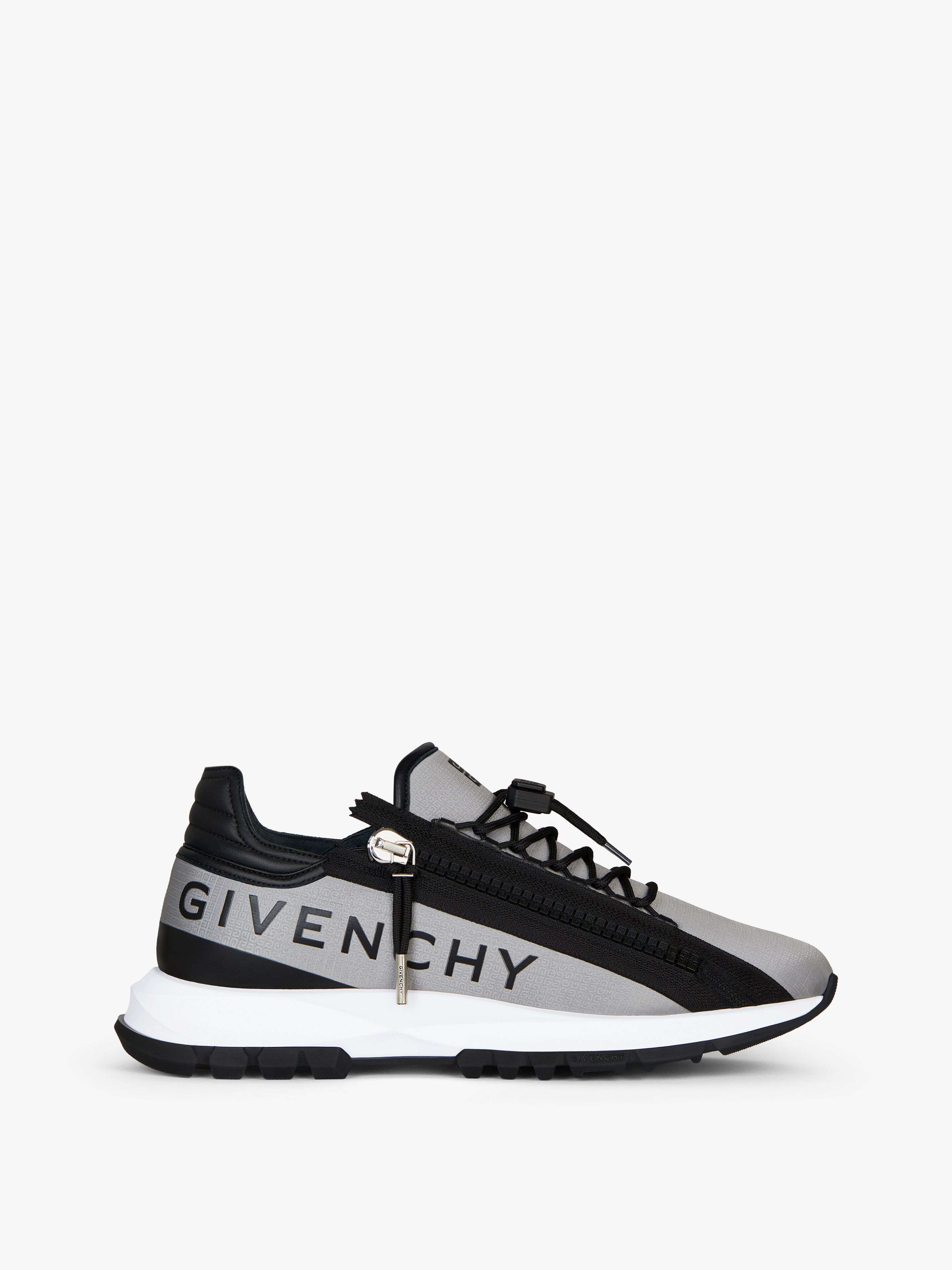 Shop Givenchy Spectre Runner Sneakers In 4g Synthetic Fiber With Zip In Grey/black