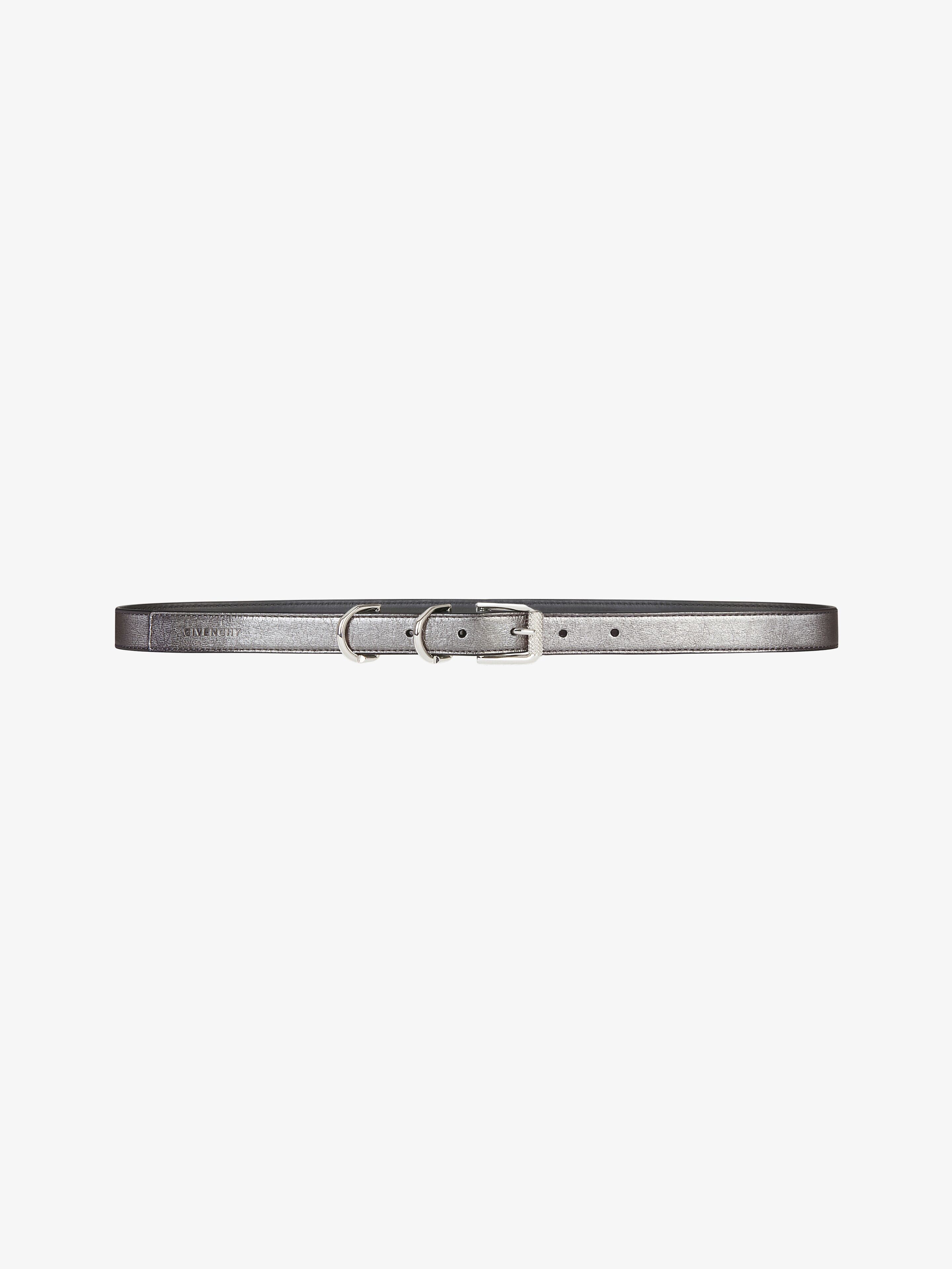 Givenchy - Ceinture Voyou En Cuir Laminé - Gris - pour Femme - Taille : 95