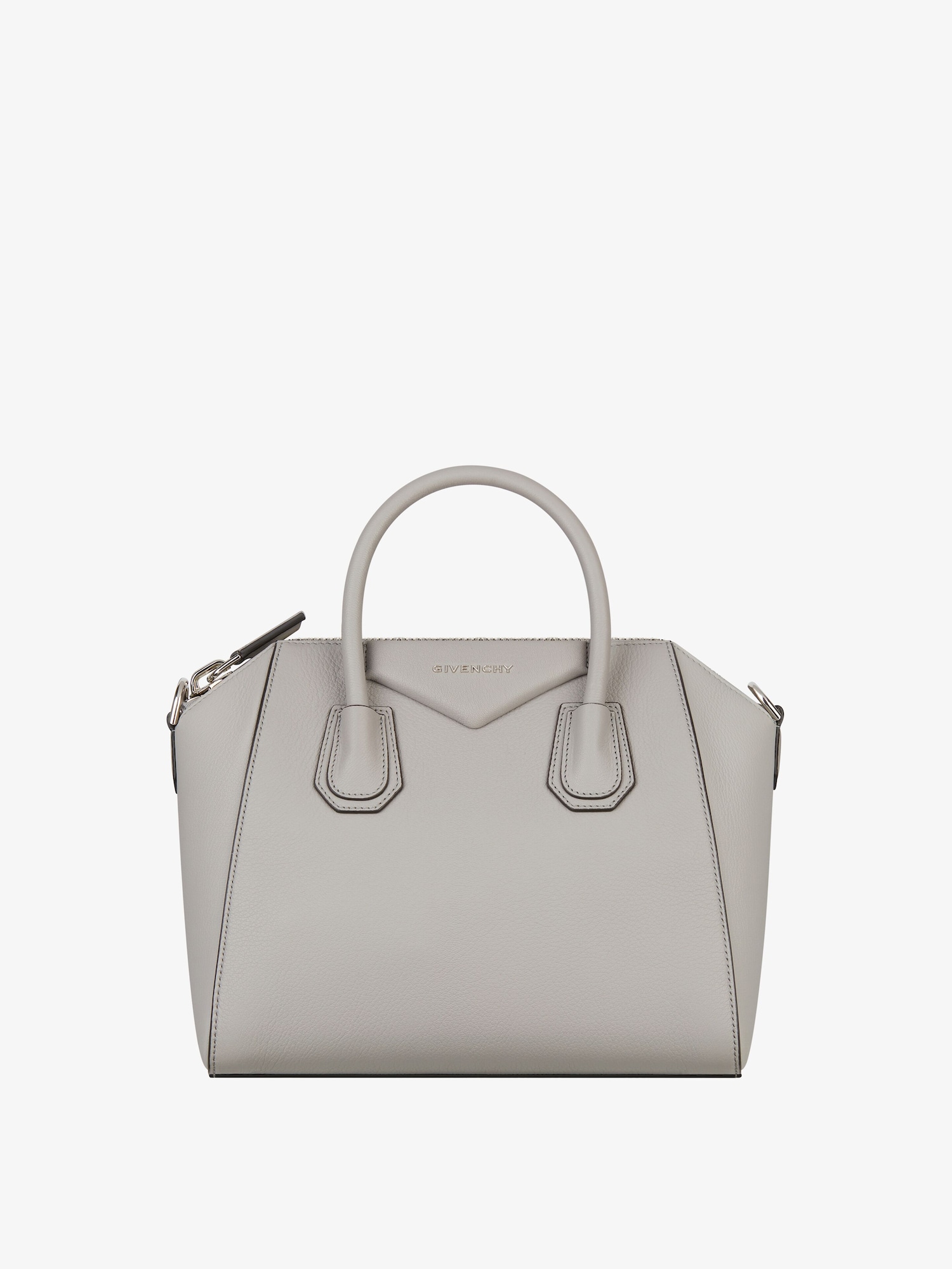 Mini Antigona bag in grained leather in - pearl grey 2 | Givenchy US