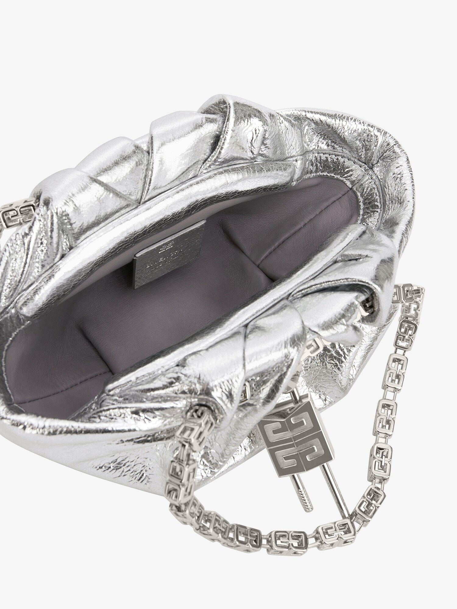 Mini Kenny bag in metallized leather silvery Givenchy US