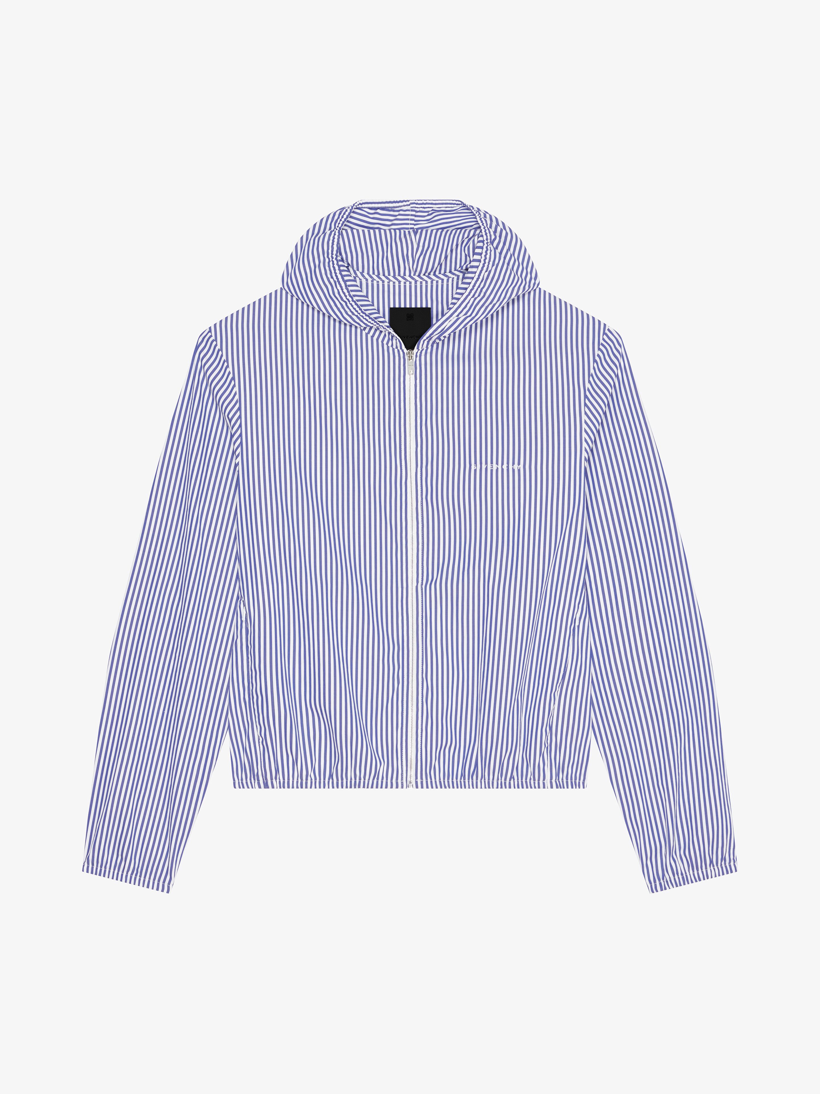 Givenchy - Windbreaker In Cotton With Stripes - Blue - Men - Size: 44