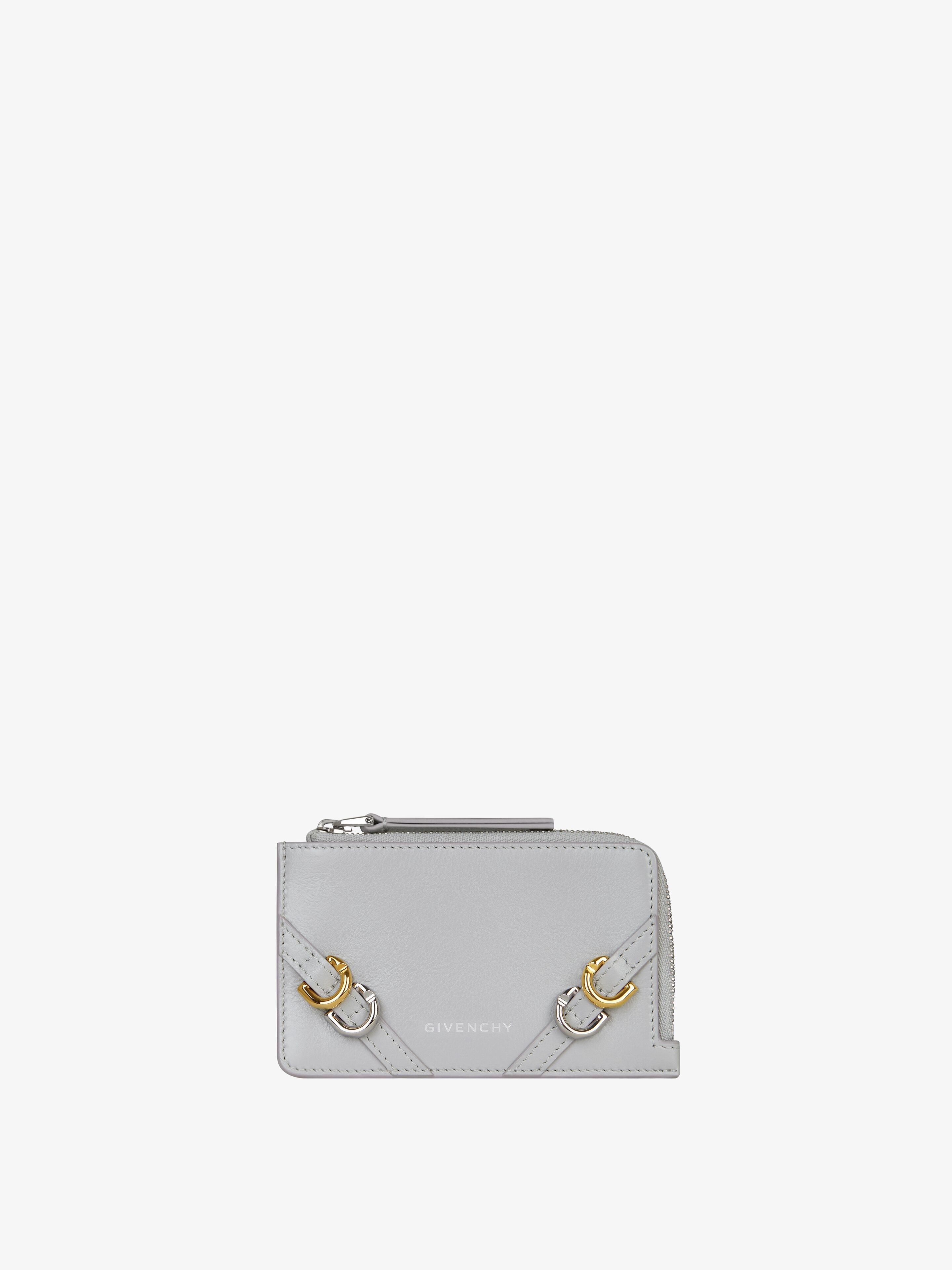 Shop Givenchy Voyou Zipped Card Holder In Leather In Gold
