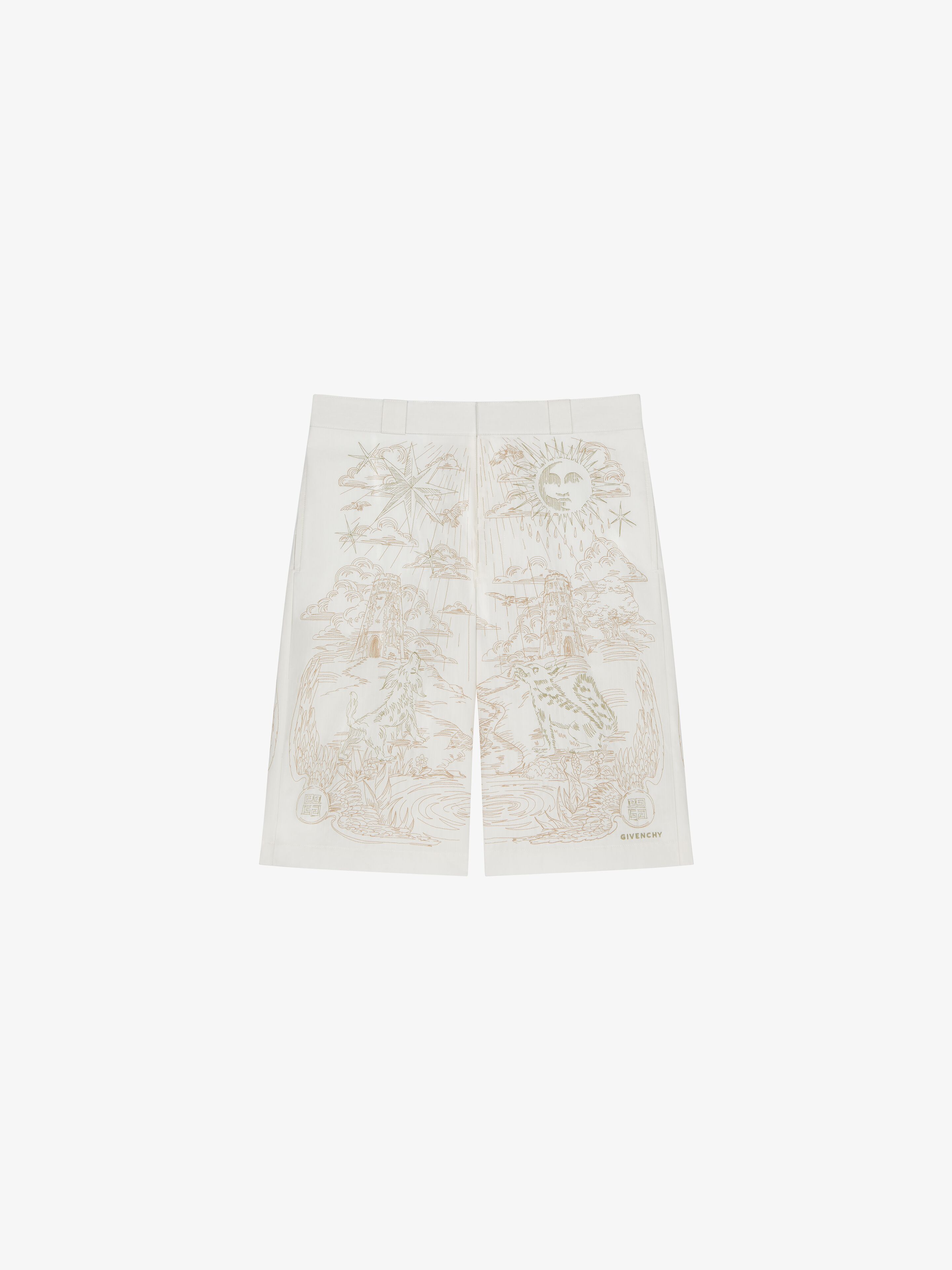 Shop Givenchy Embroidered Bermuda Shorts In Cotton In White