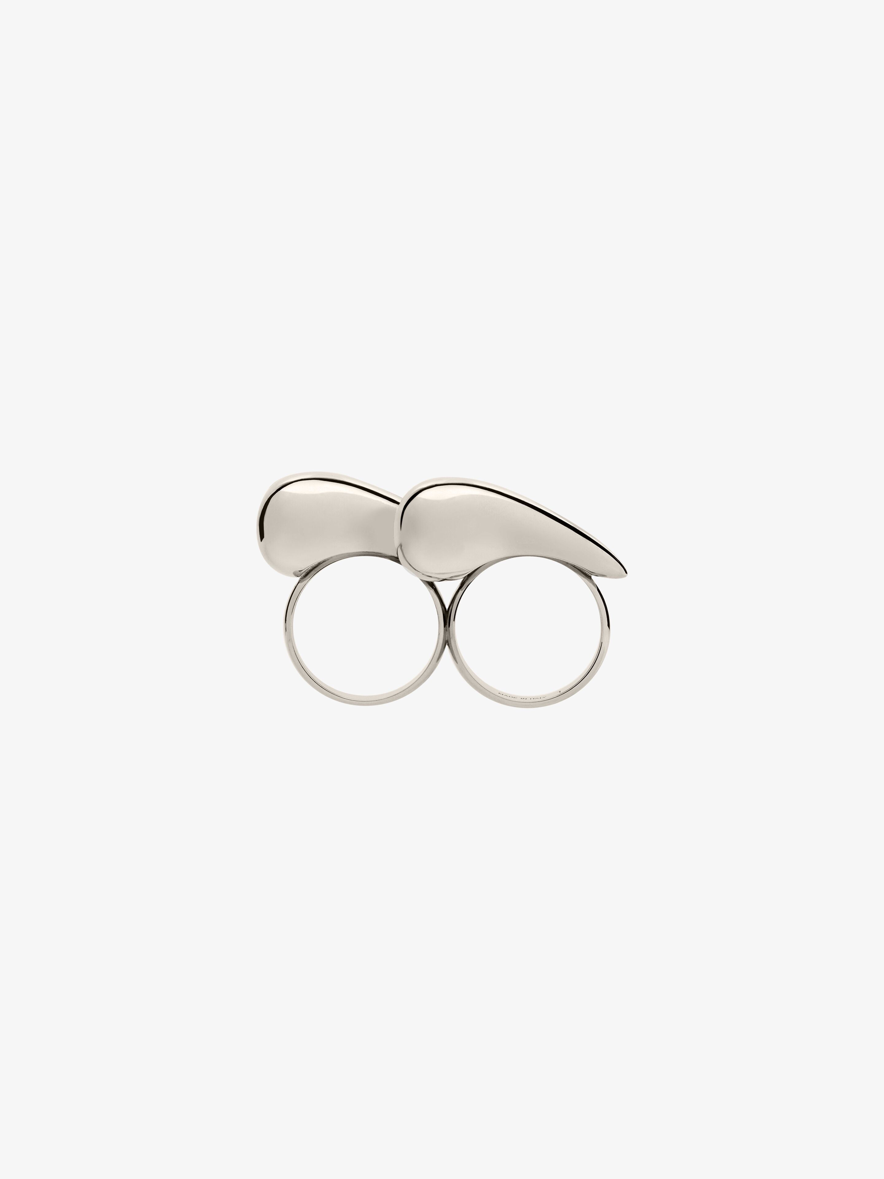 Shop Givenchy G Tears Double Fingers Ring In Metal In Silvery