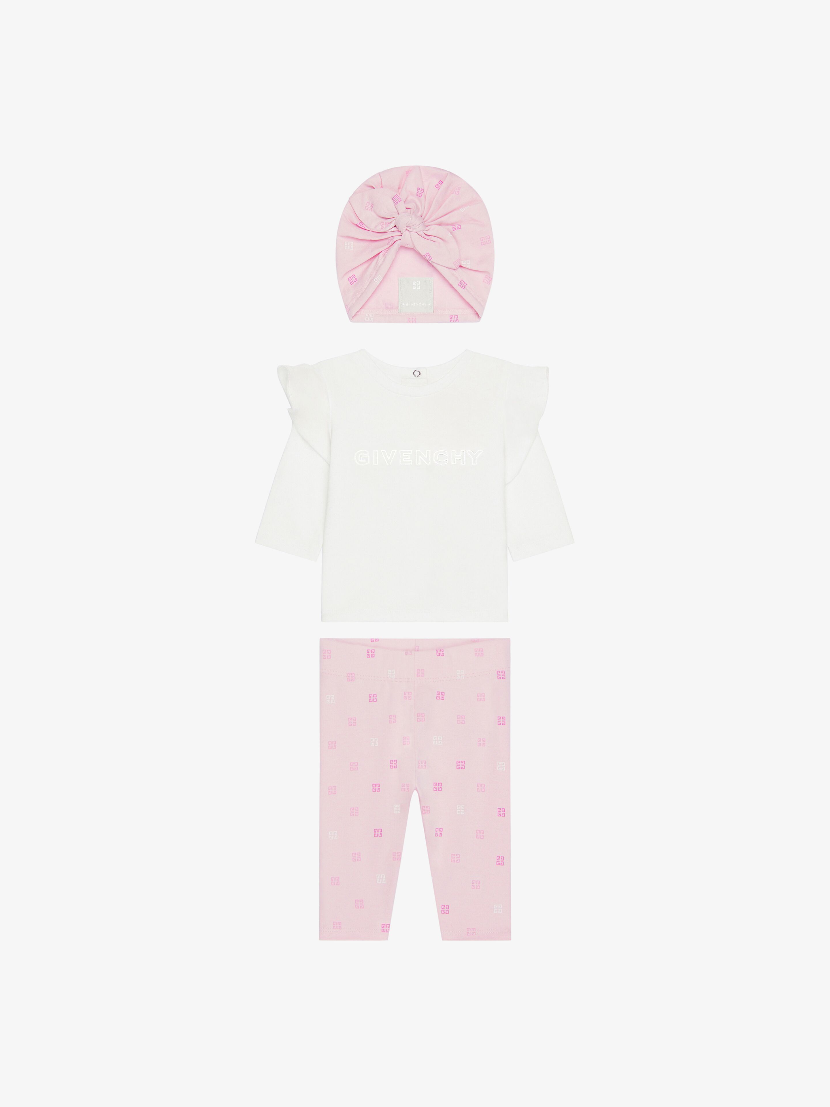 Givenchy - Coffret Cadeau T-shirt, Leggings Et Bonnet En Coton - Rose - Unisex - Taille : 3M