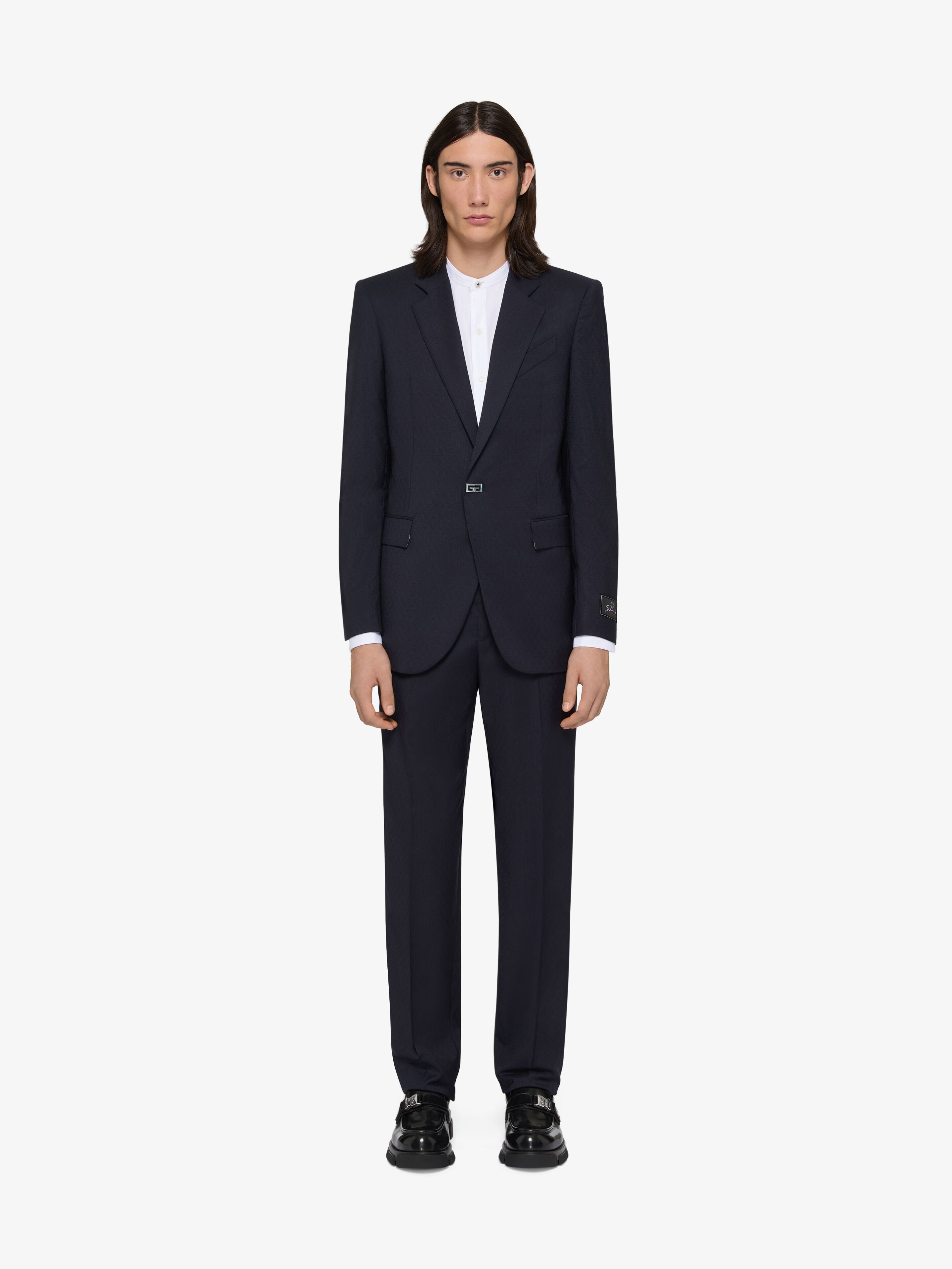Slim fit jacket in wool with 2G button in - midnight blue