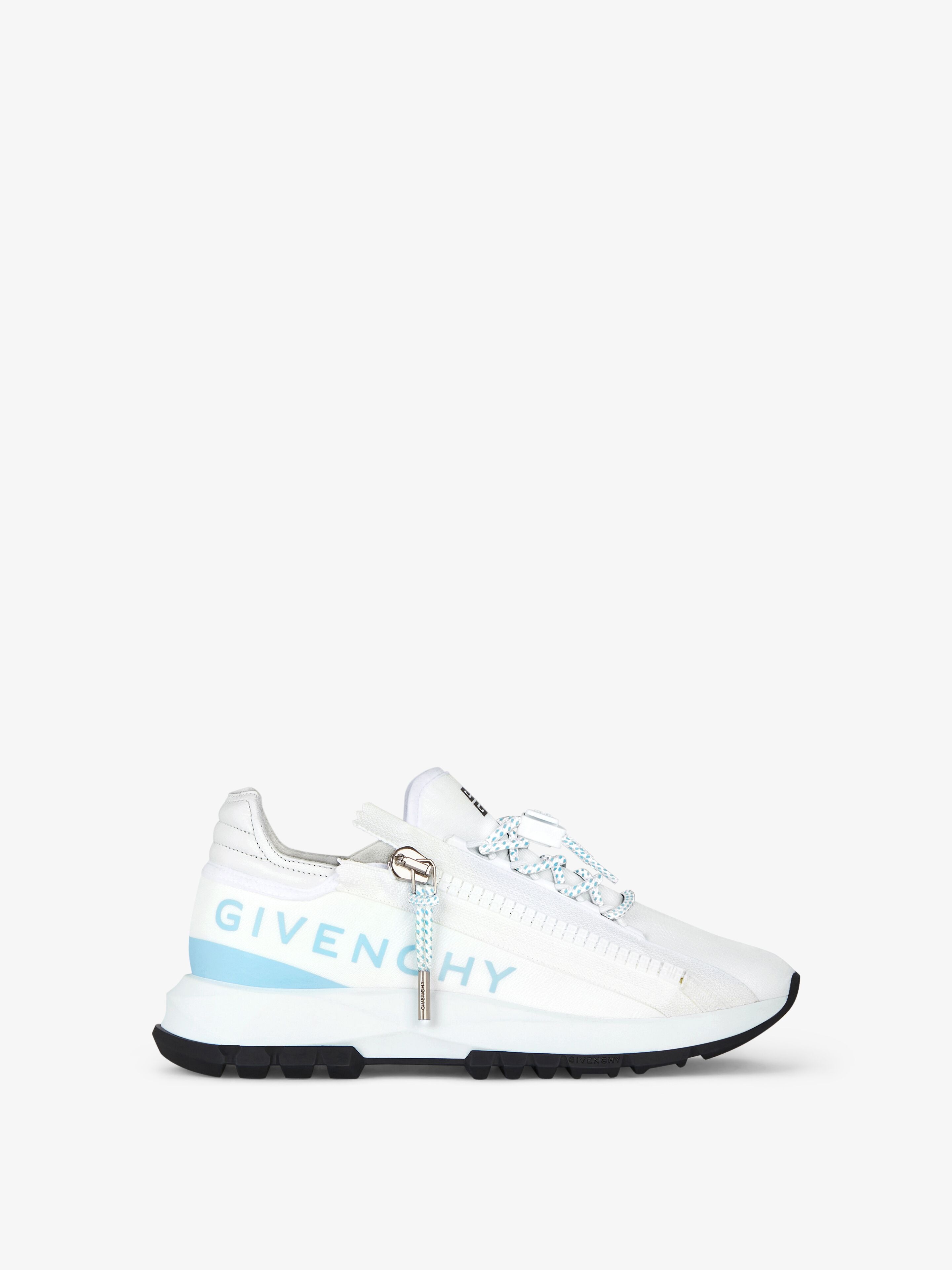 Shop Givenchy Spectre Runner Sneakers In Synthetic Fiber With Zip In White/blue