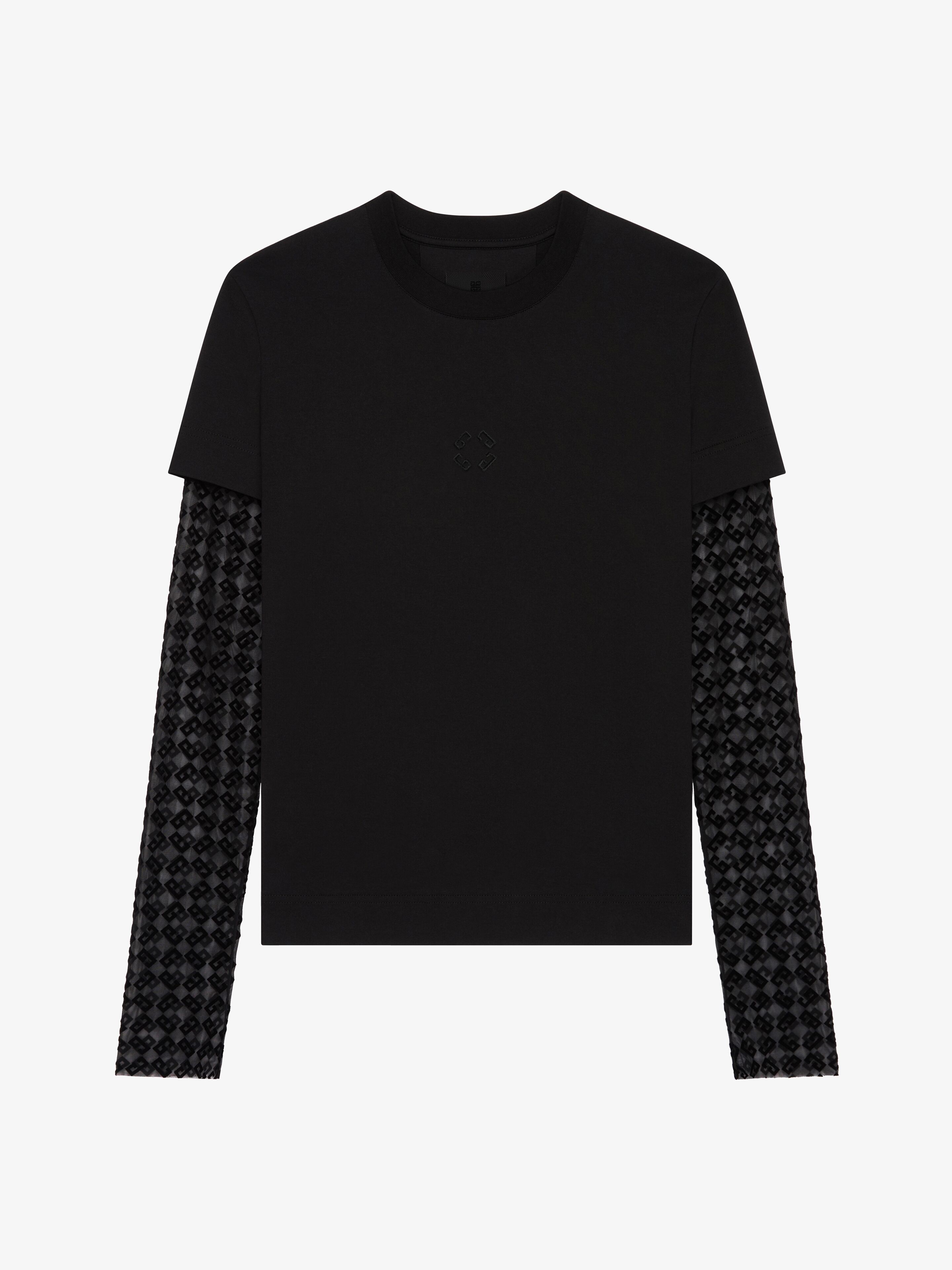 Givenchy - T-shirt Superposé Slim En Coton Et Tulle - Noir - pour Femme - Taille : XS