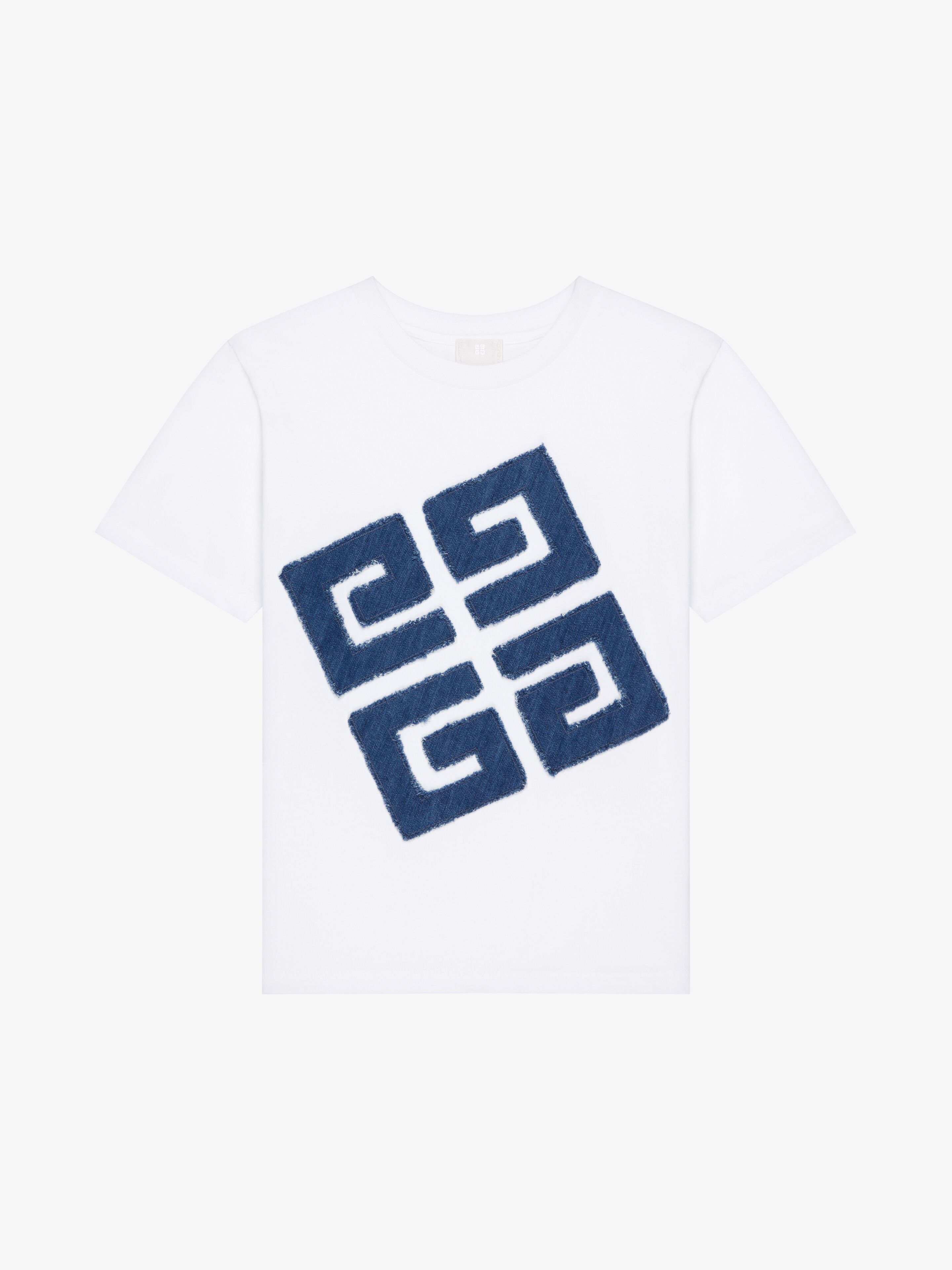 Givenchy - T-shirt 4G En Coton Et Denim - Blanc - Unisex - Taille : 4A