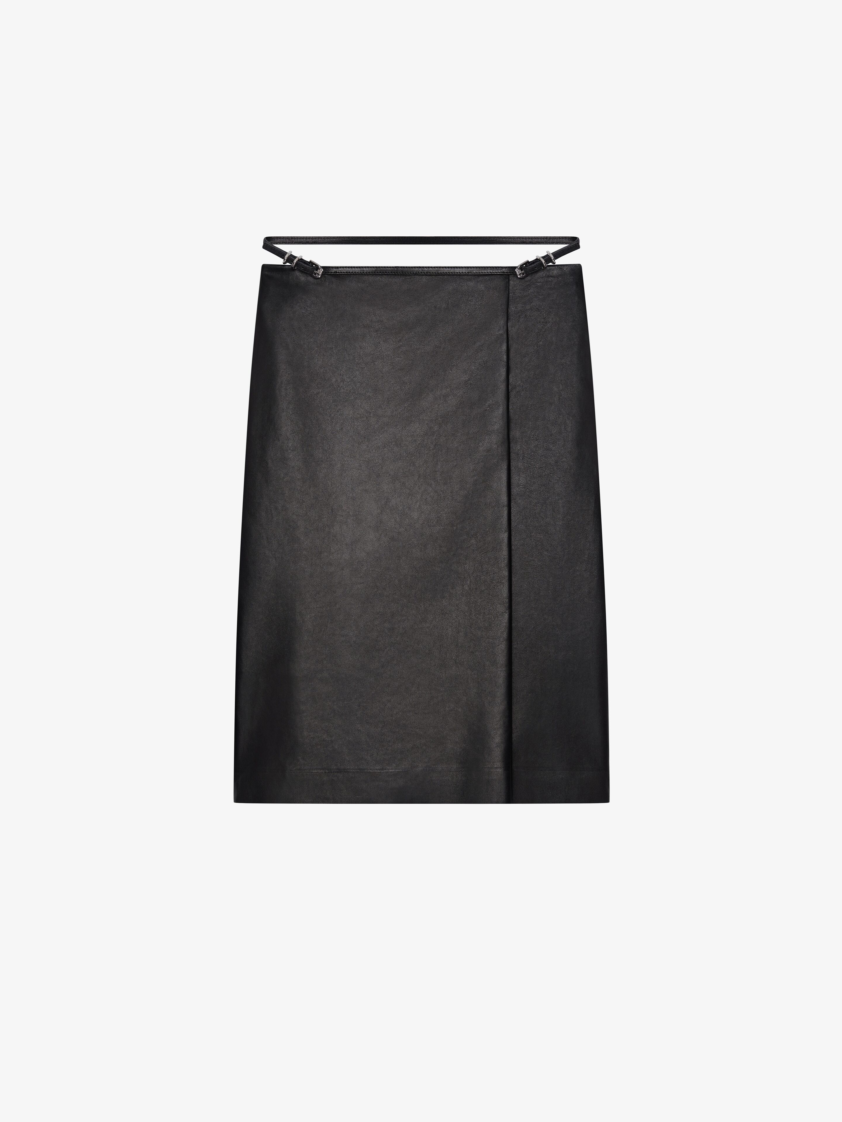 Givenchy - For Women - Voyou Wrap Skirt In Leather - Black - For Women - Size: 38