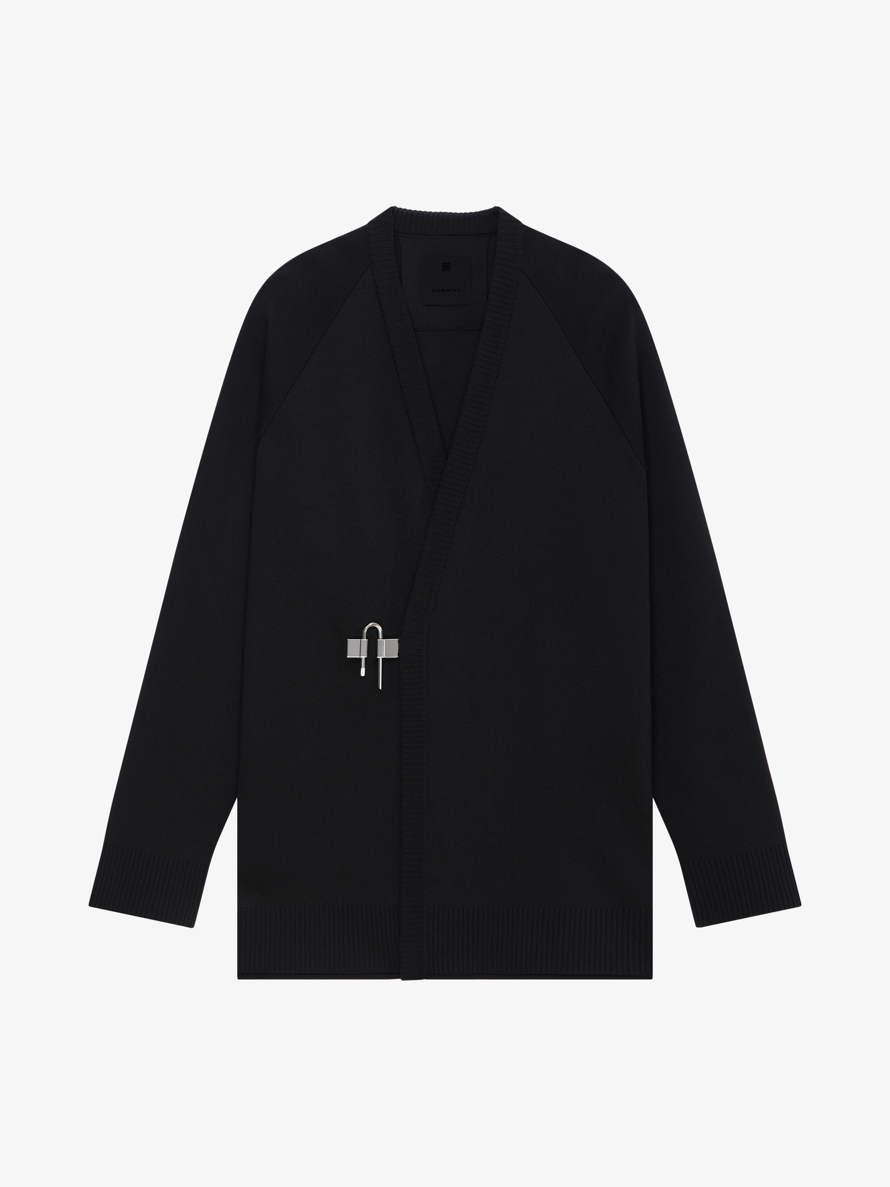 Givenchy Men's Cardigan In Wool And Silk With U-lock Buckle In Black