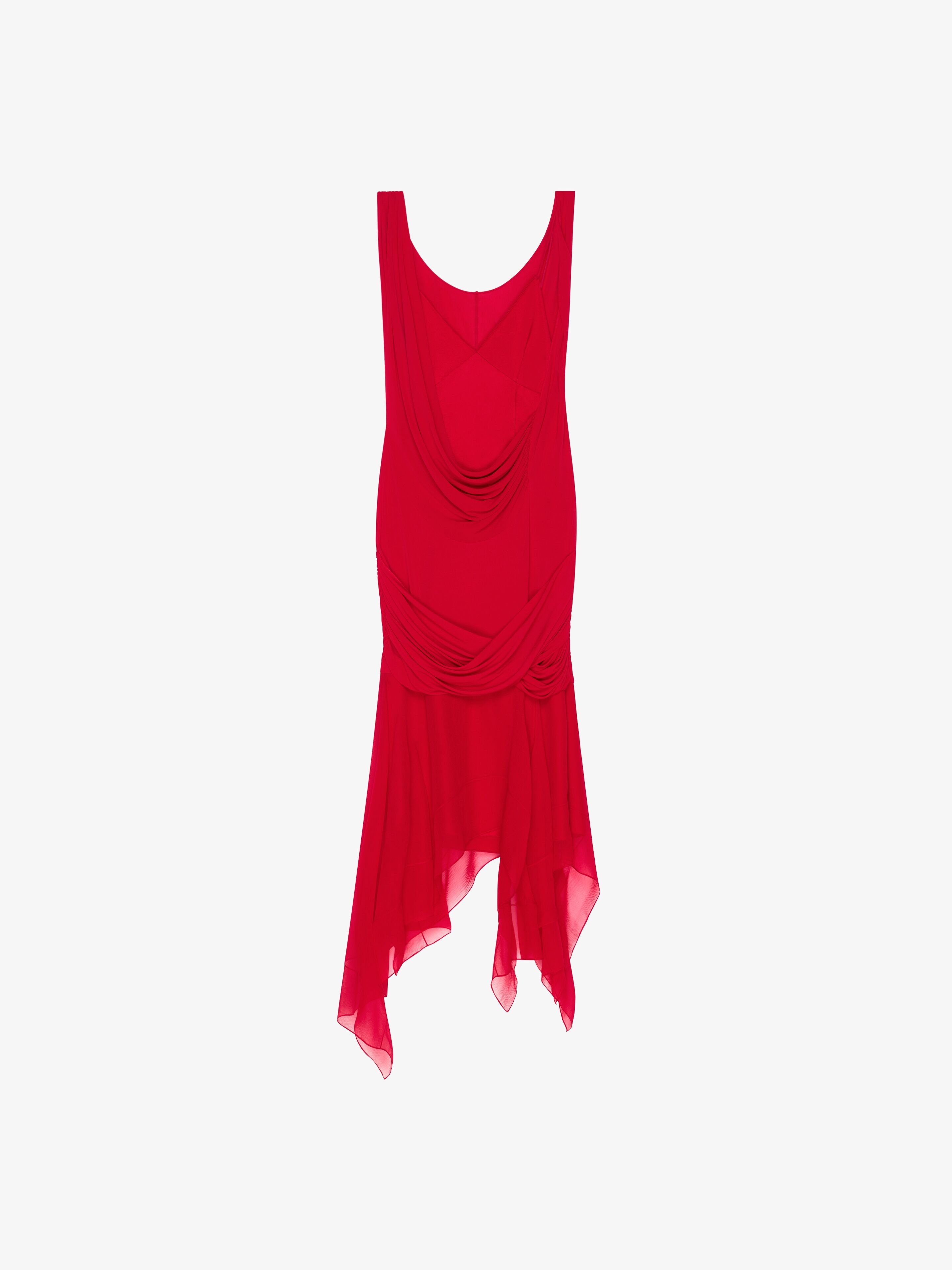 Shop Givenchy Draped Dress In Satin, Jersey And Mousseline In Vermillon