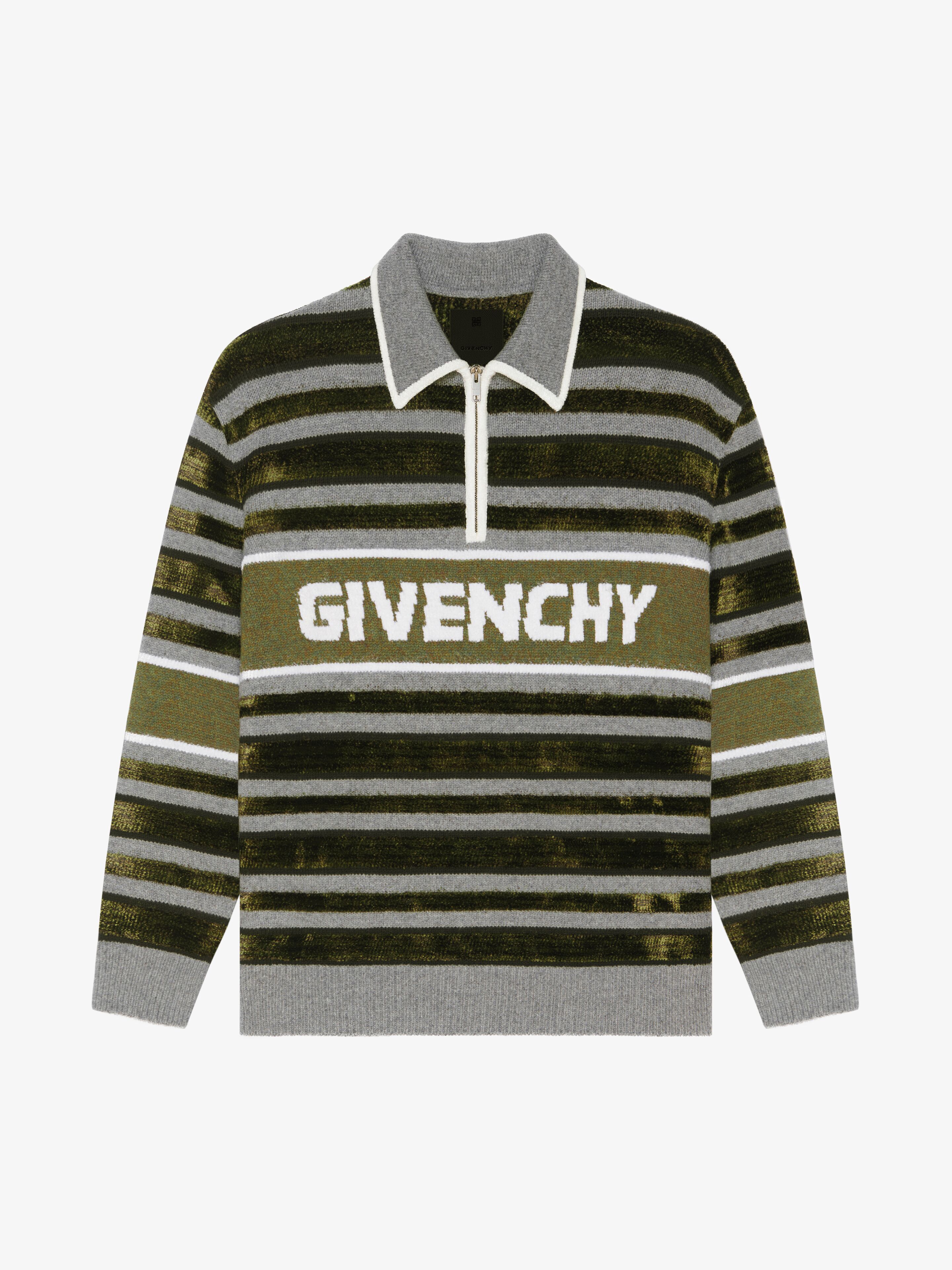Shop Givenchy Striped Sweater In Wool In Grey/green
