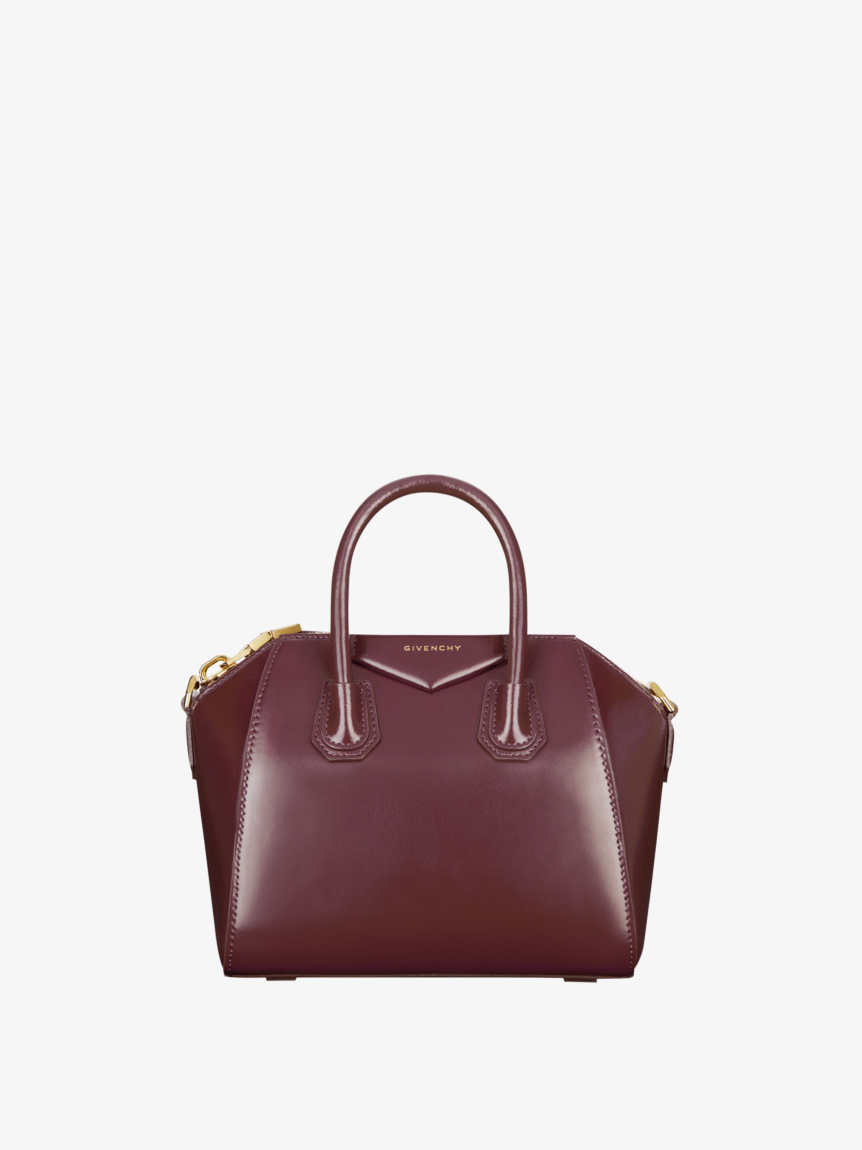 Mini Antigona bag in Box leather - oxblood red | Givenchy