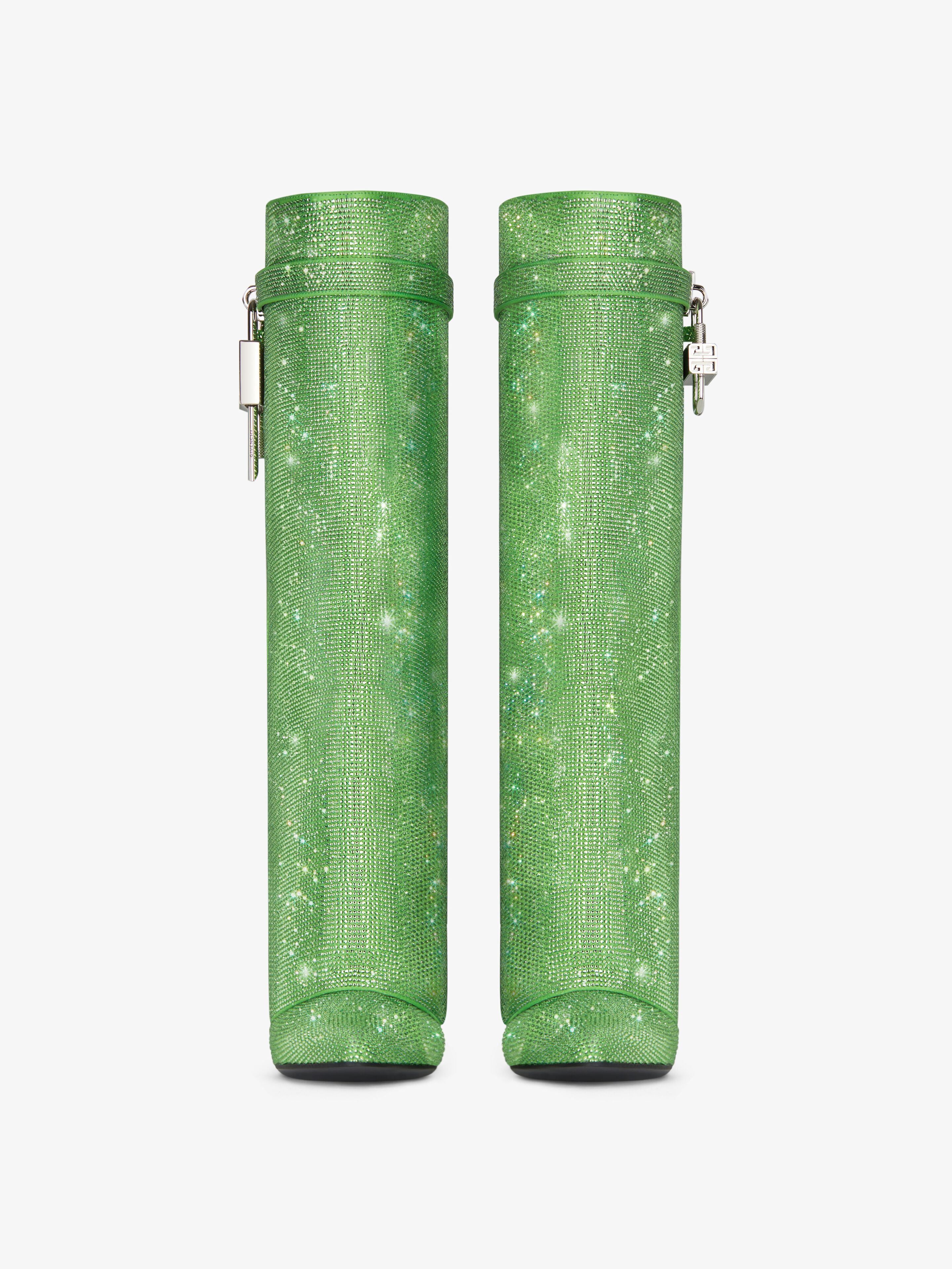 Shark Lock boots wide fit in satin with strass in - absynthe