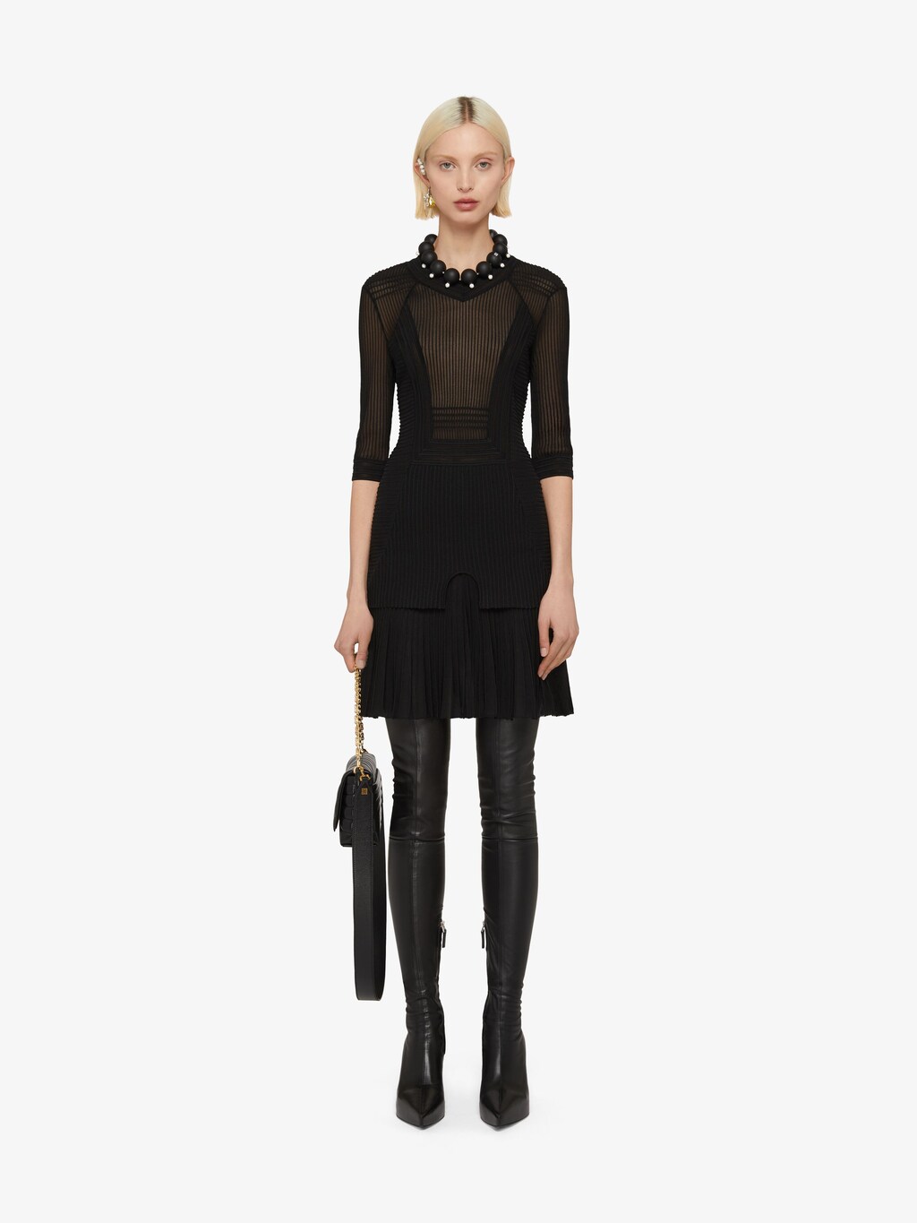givenchy.com | Dress in transparent knit with overlapped effect