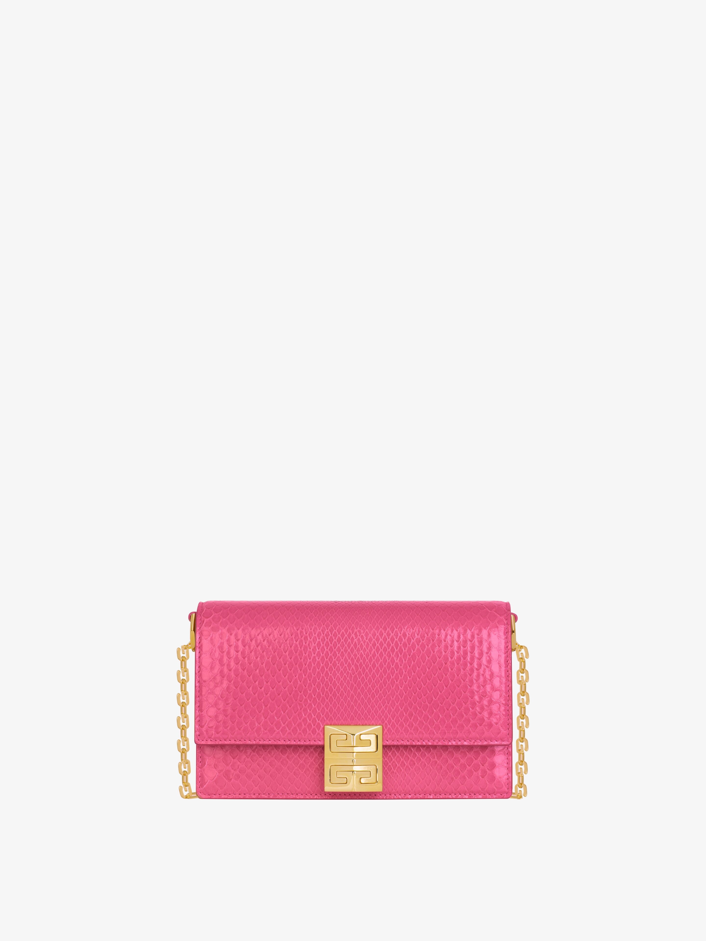 Givenchy Small 4g Bag In Python With Chain In Pink