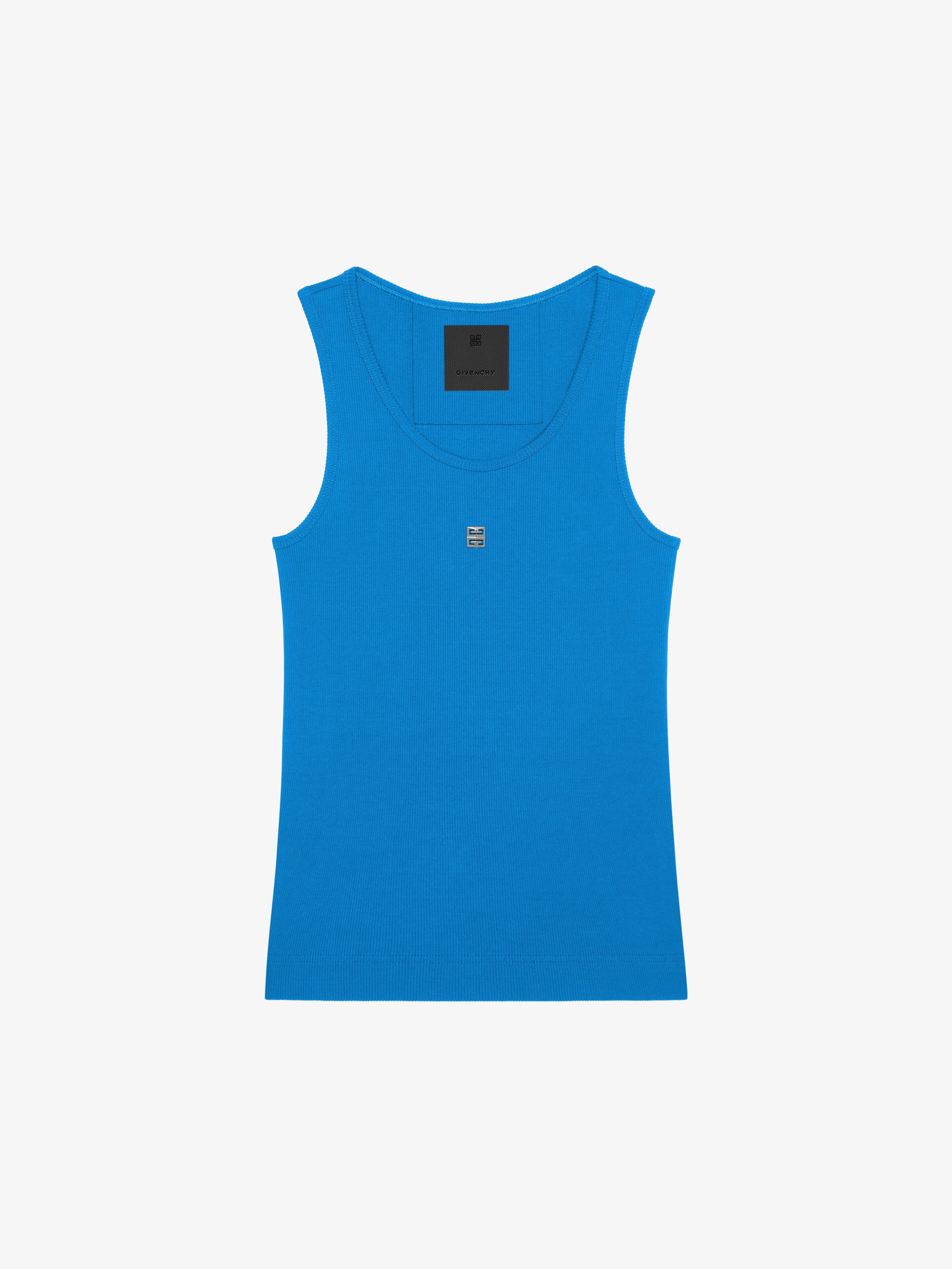 Givenchy - Slim Fit Tank Top In Cotton With 4G Detail - Blue - Women - Size: XS