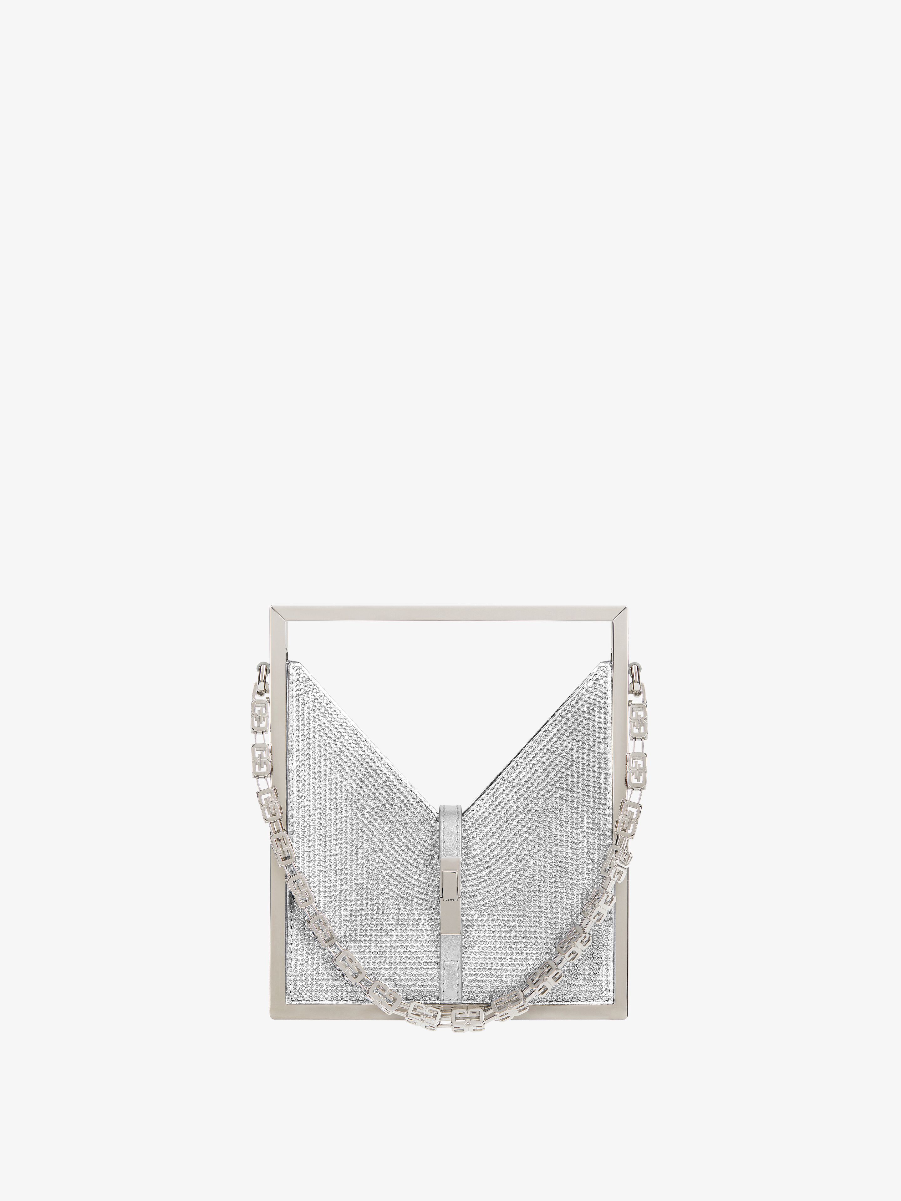 Givenchy Micro Cut Out Bag In Satin And Strass With Frame In Metallic