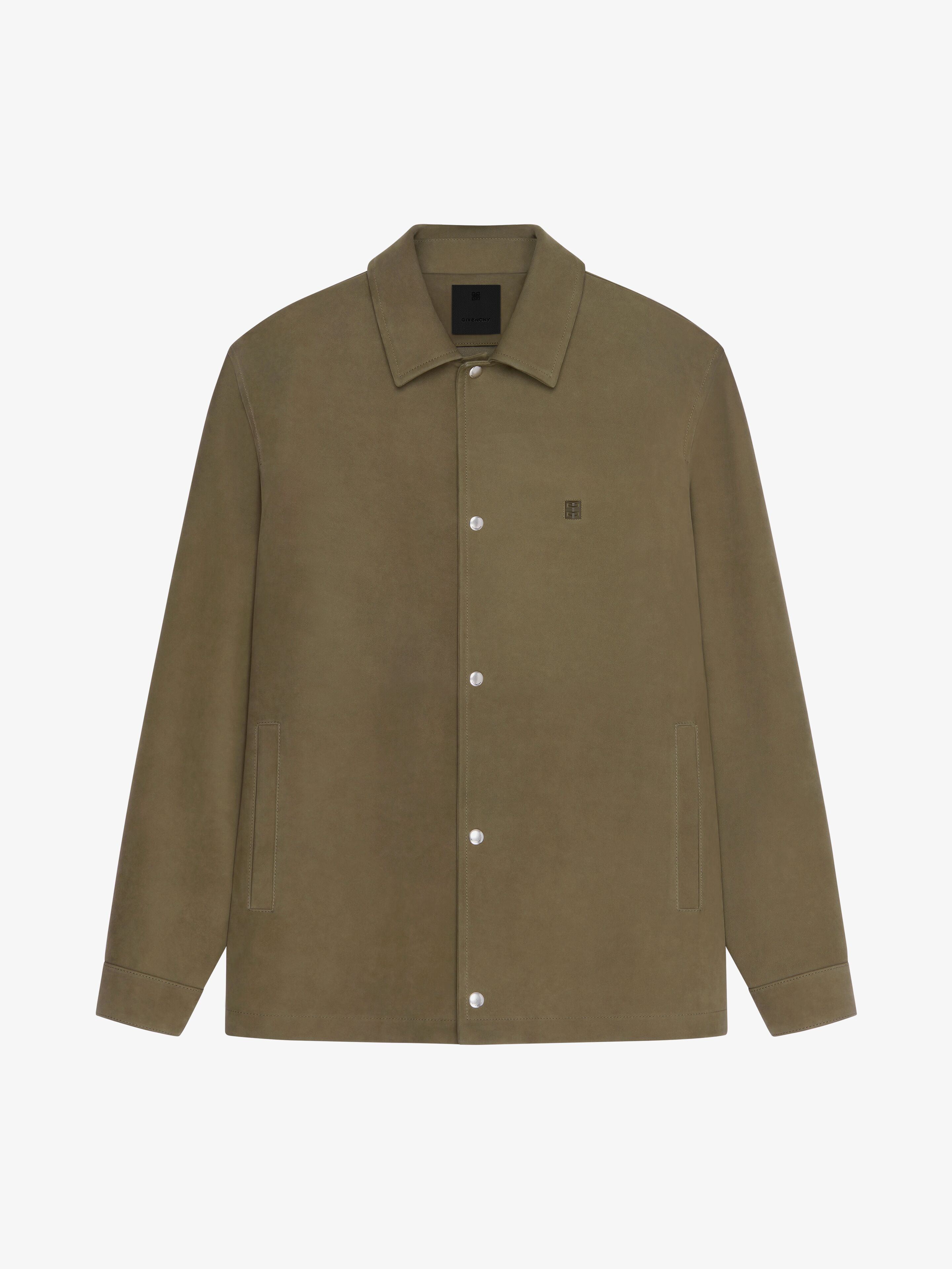 Shop Givenchy Surchemise En Nubuck À Détail 4g In Khaki